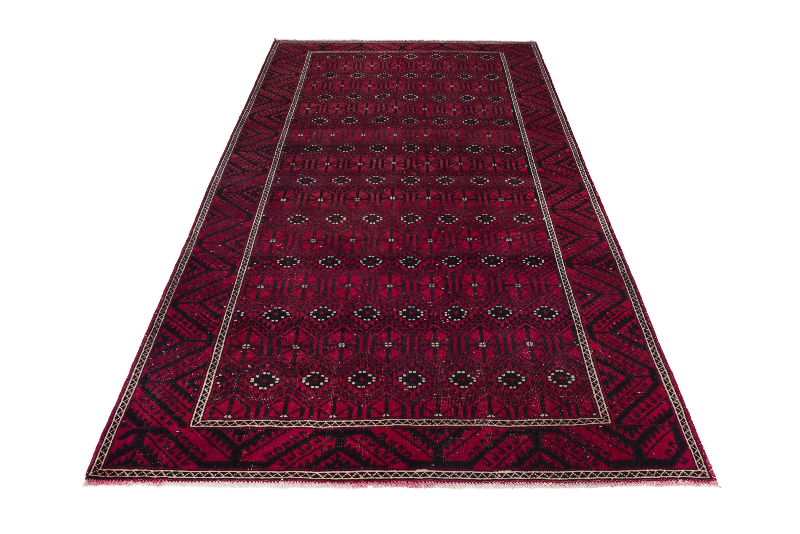 Persian Baluch area rug in burgundy and deep red, view 2 of 19