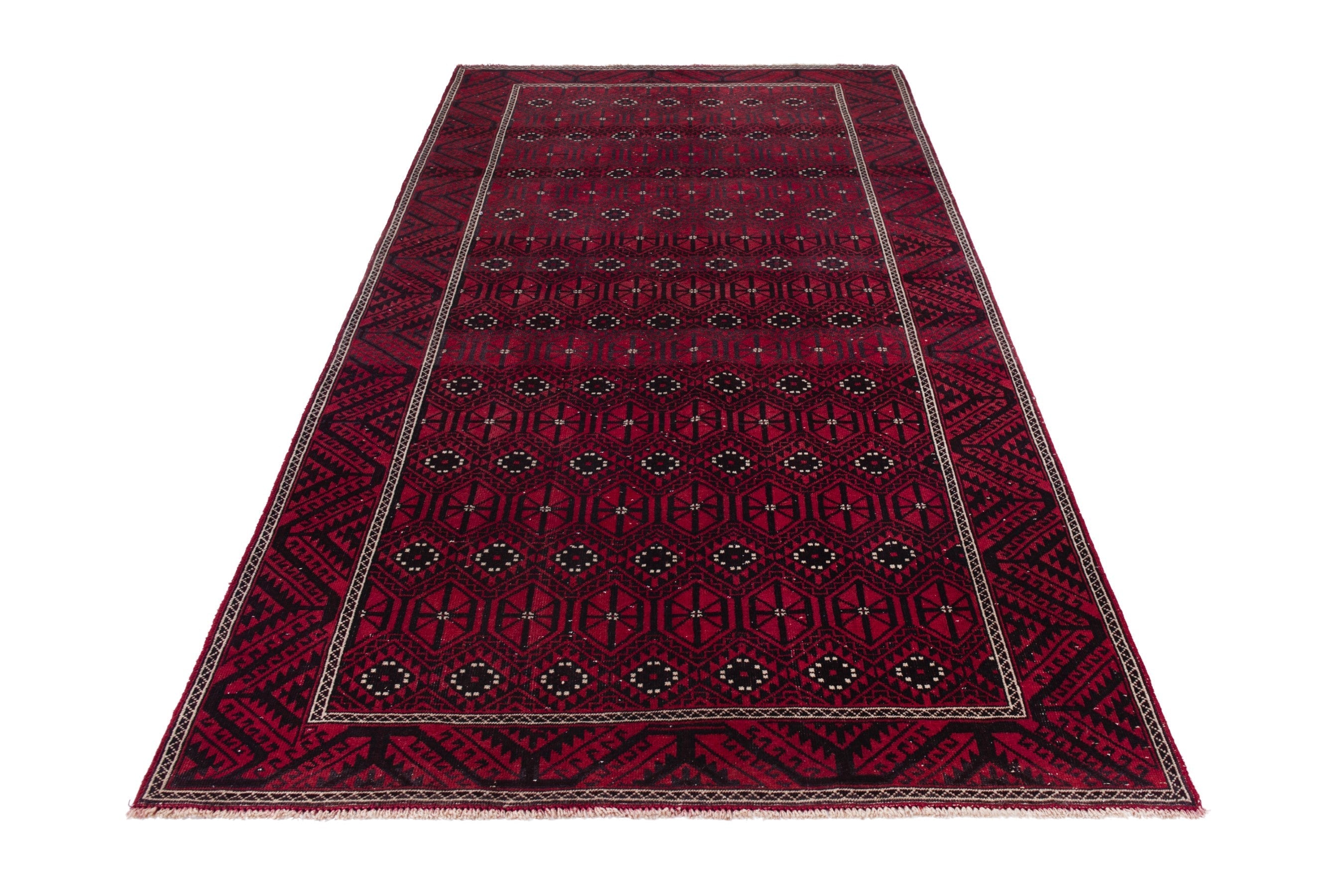 Persian Baluch area rug in burgundy and deep red, view 3 of 19