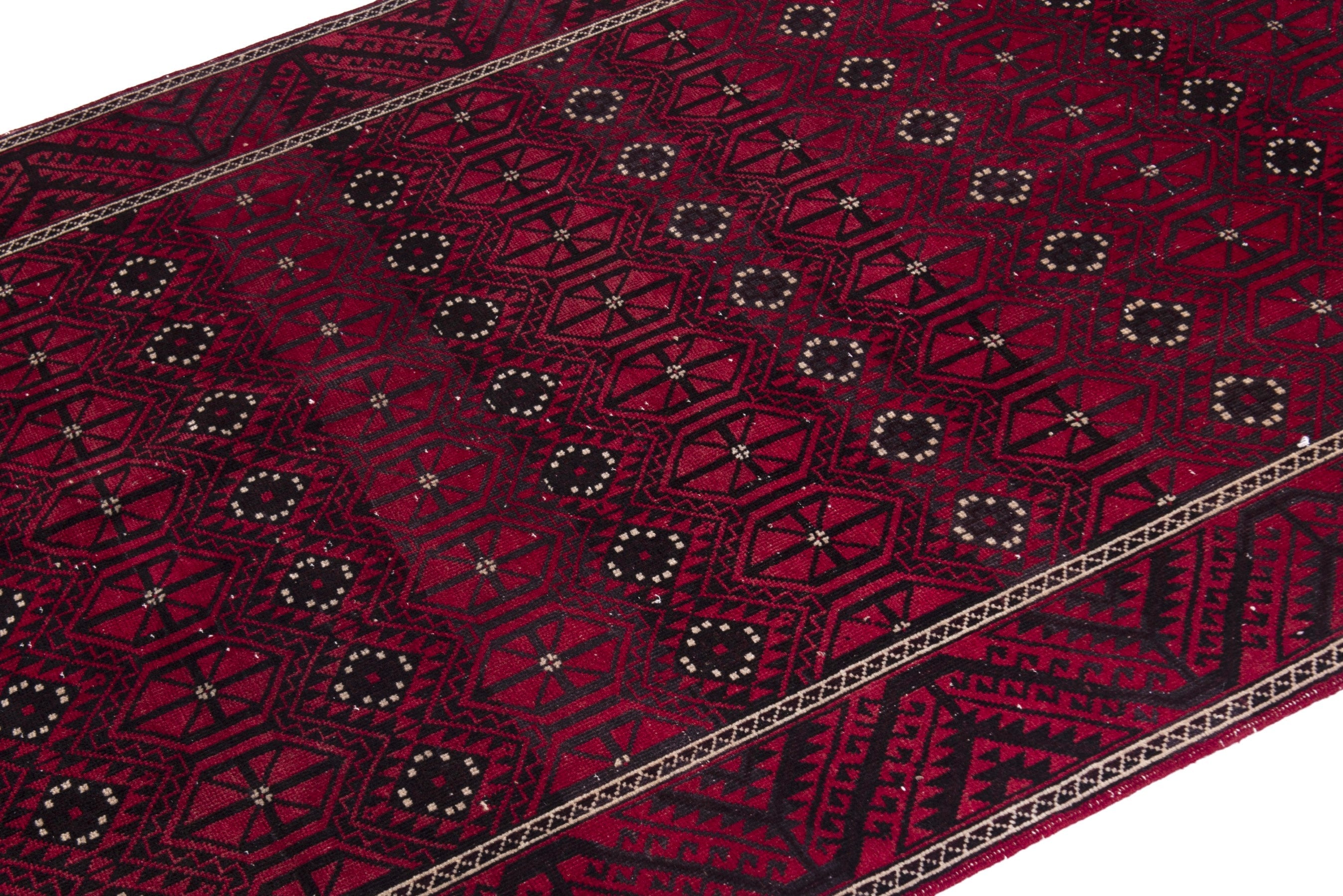 Persian Baluch area rug in burgundy and deep red, view 6 of 19