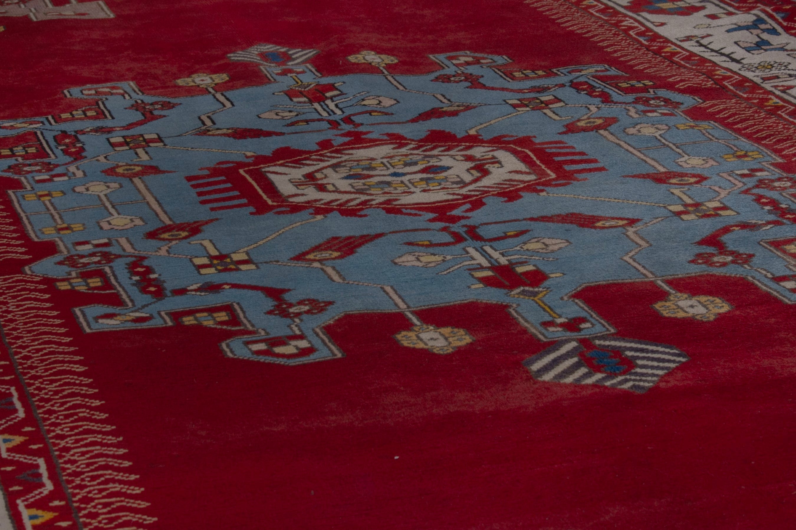 Persian Saveh area rug in deep red and cream, view 10 of 21