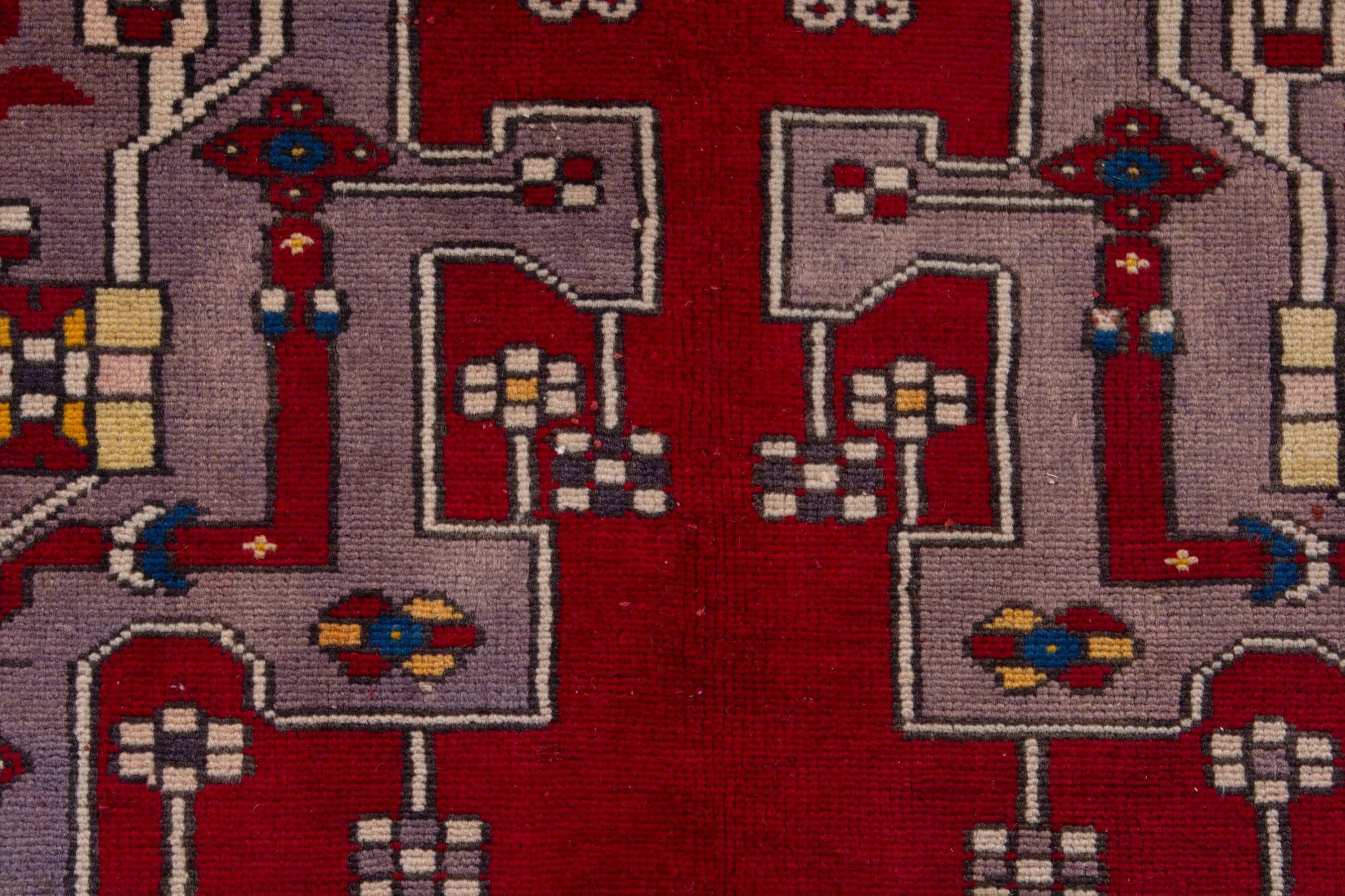 Persian Saveh area rug in deep red and cream, view 11 of 21