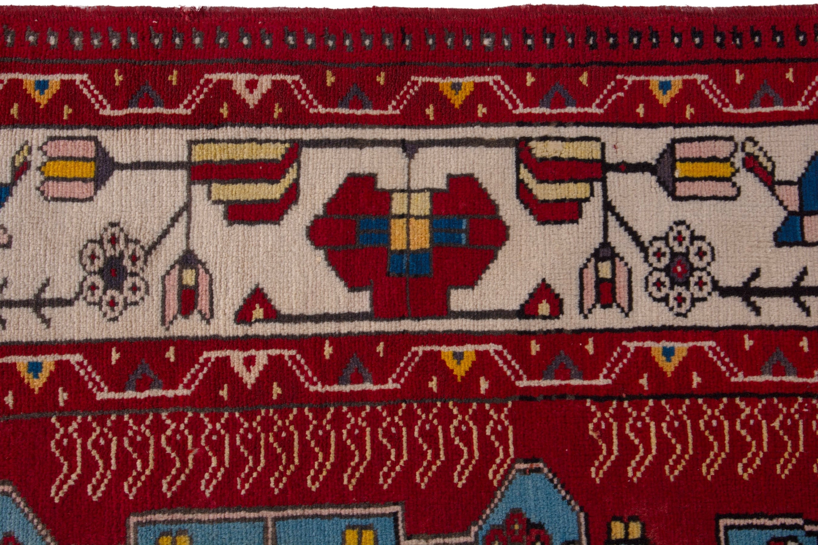 Persian Saveh area rug in deep red and cream, view 13 of 21
