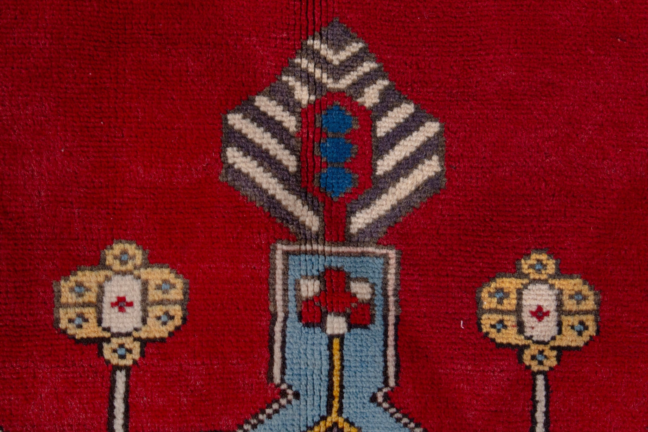 Persian Saveh area rug in deep red and cream, view 14 of 21