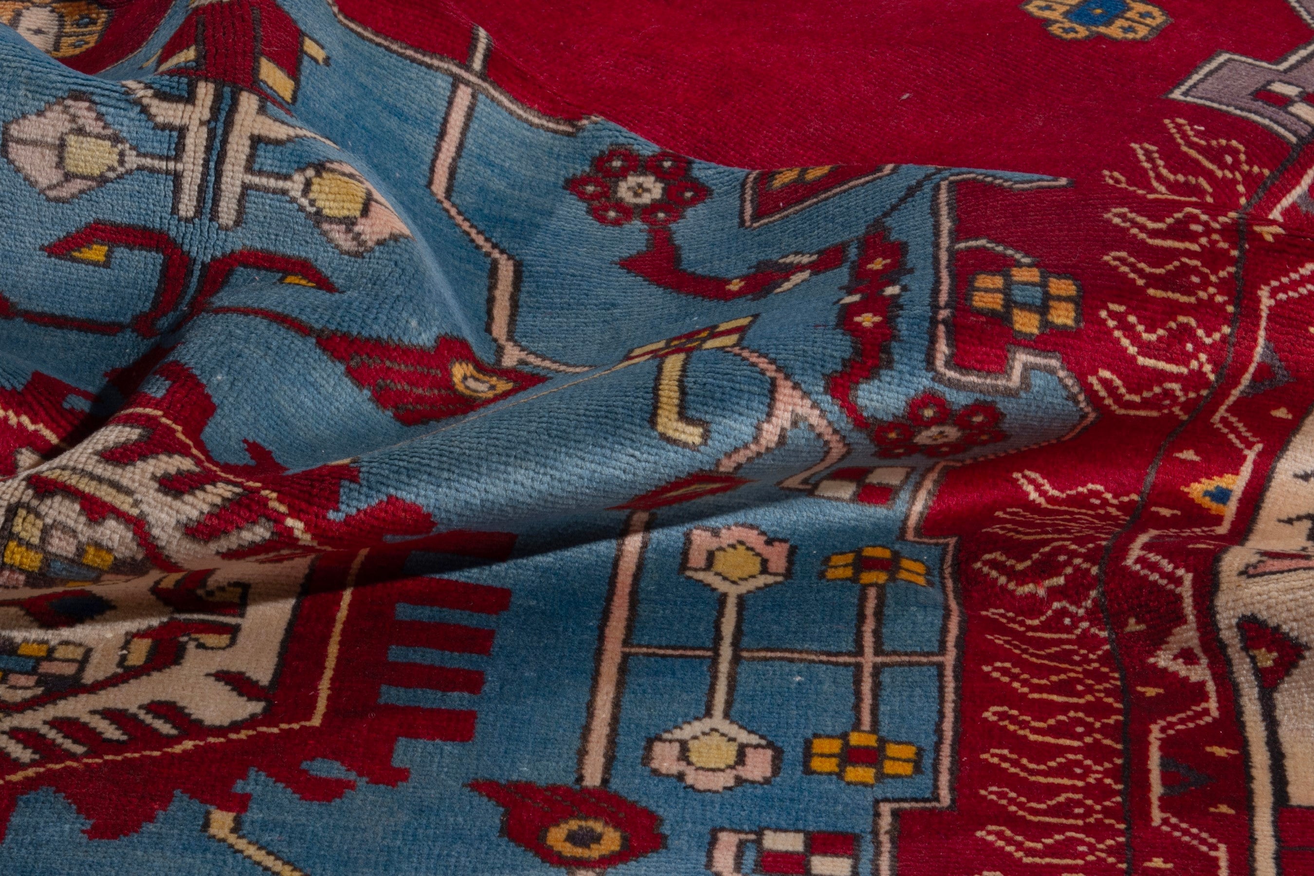 Persian Saveh area rug in deep red and cream, view 15 of 21