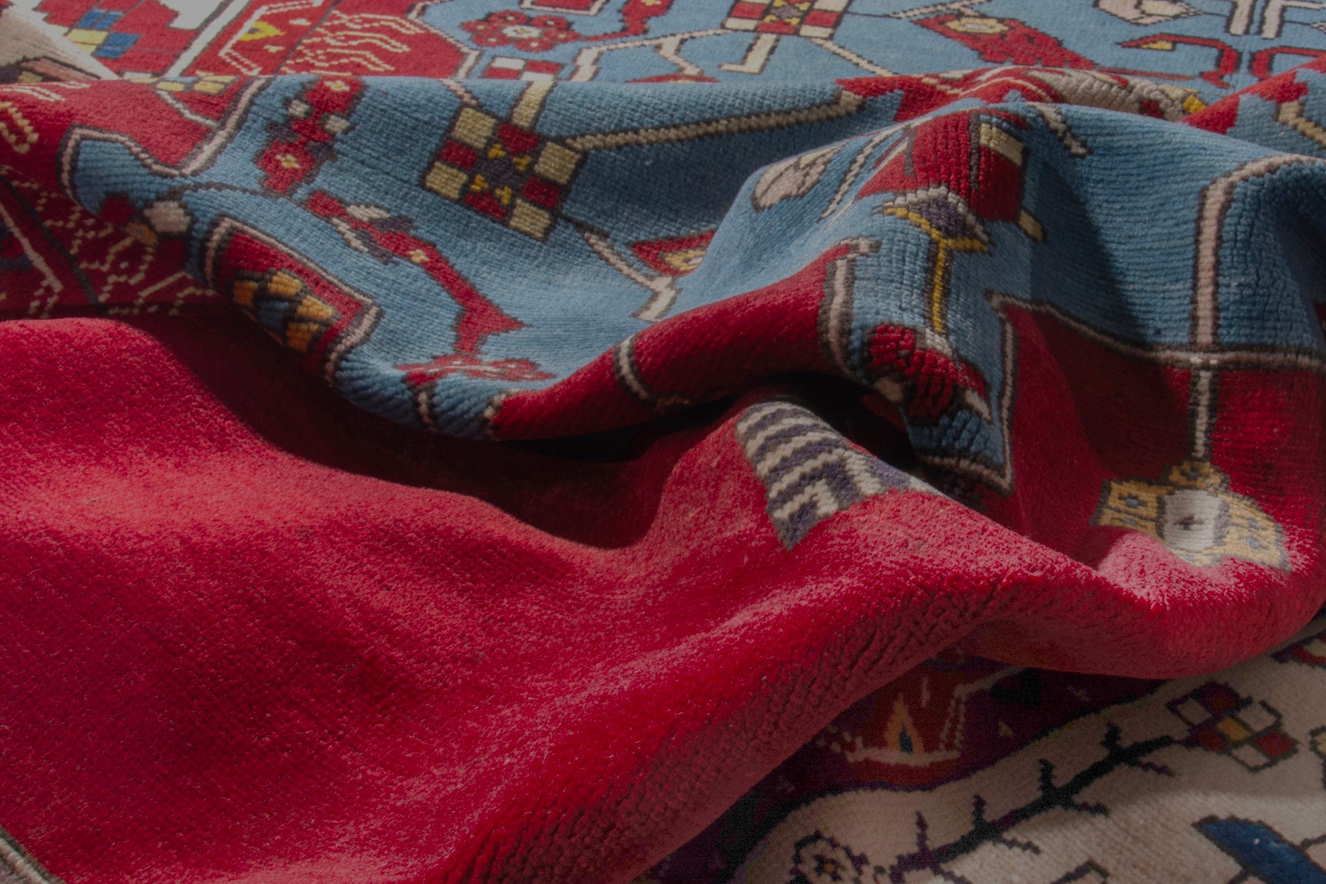 Persian Saveh area rug in deep red and cream, view 16 of 21