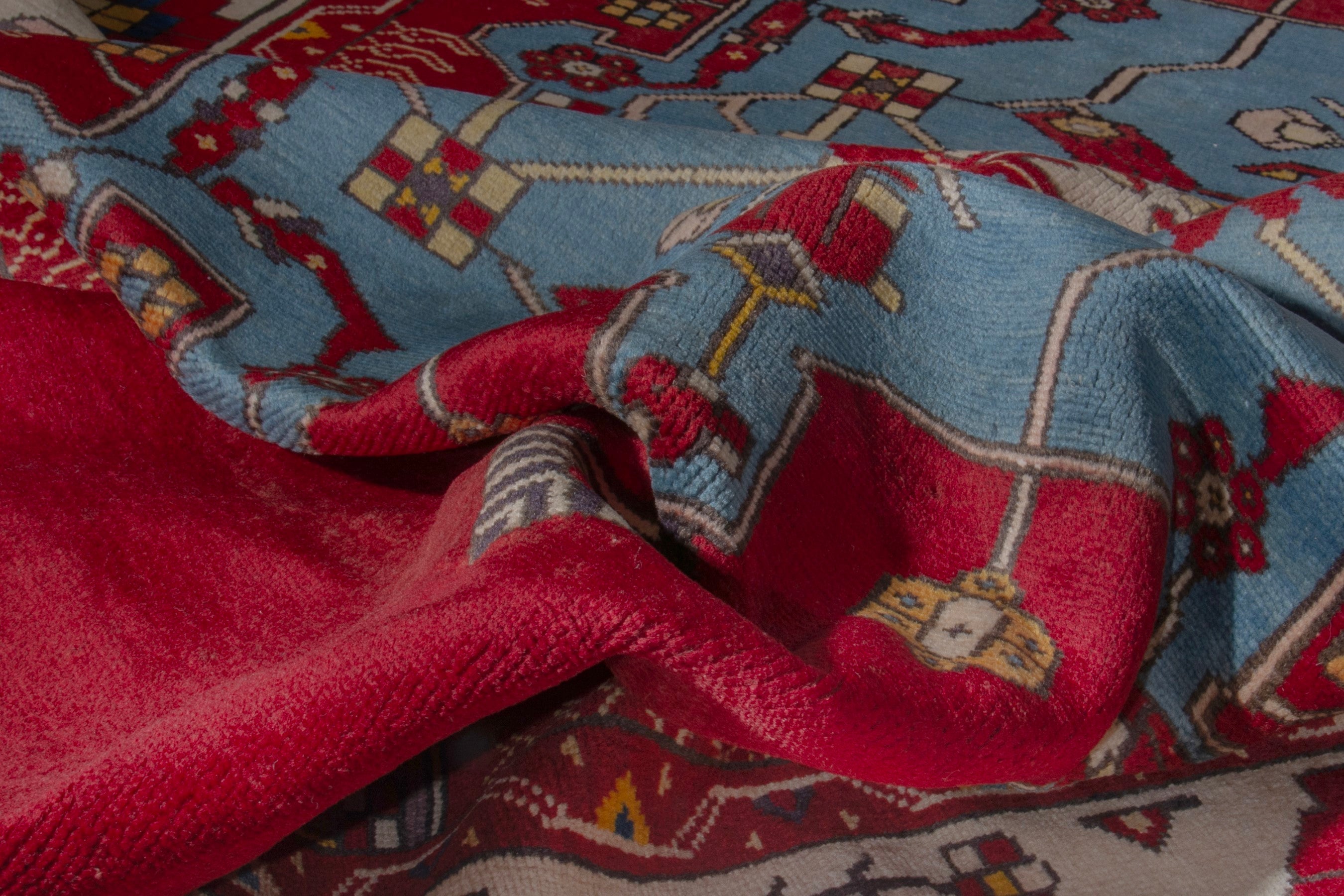 Persian Saveh area rug in deep red and cream, view 17 of 21