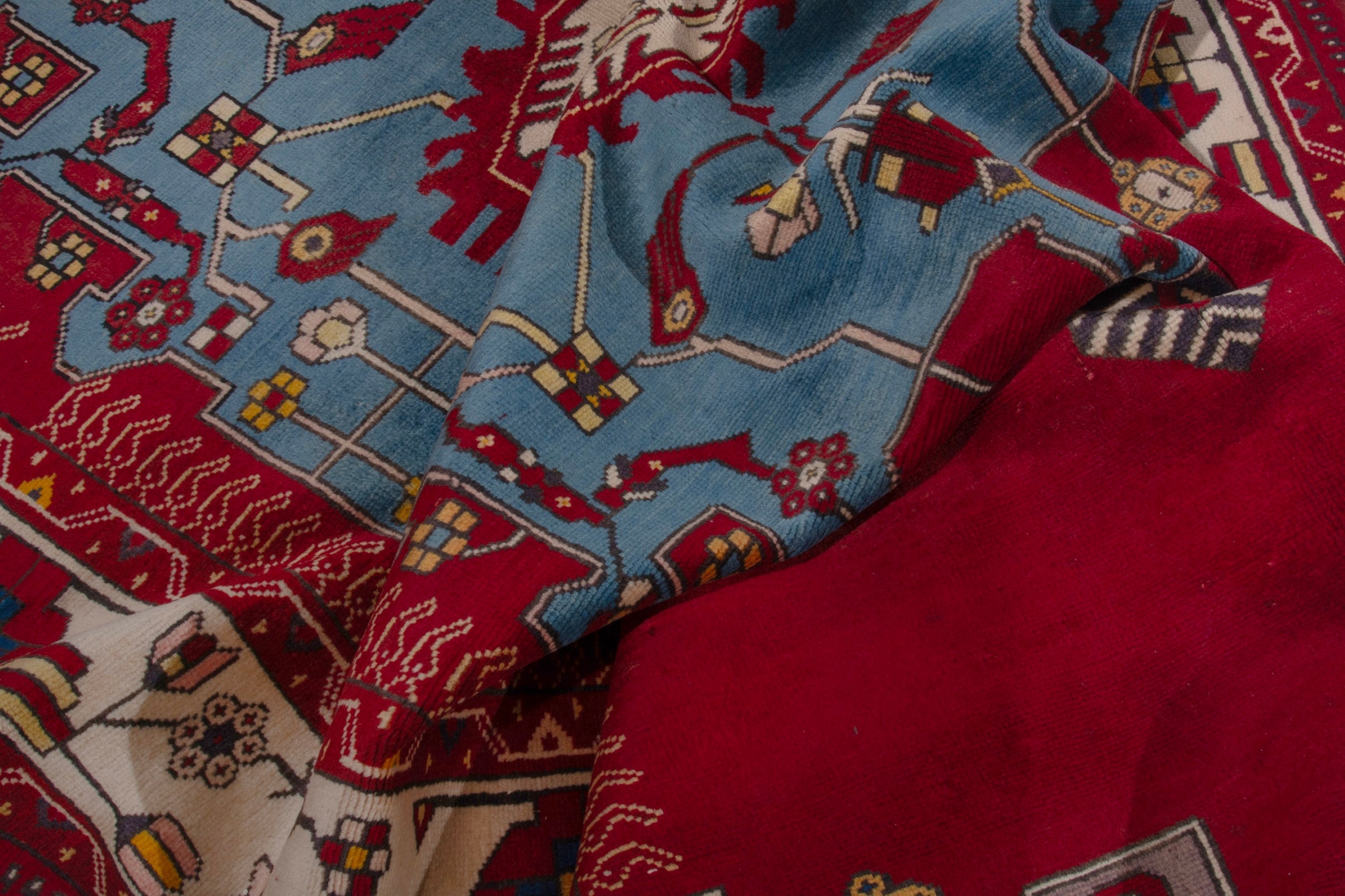 Persian Saveh area rug in deep red and cream, view 18 of 21