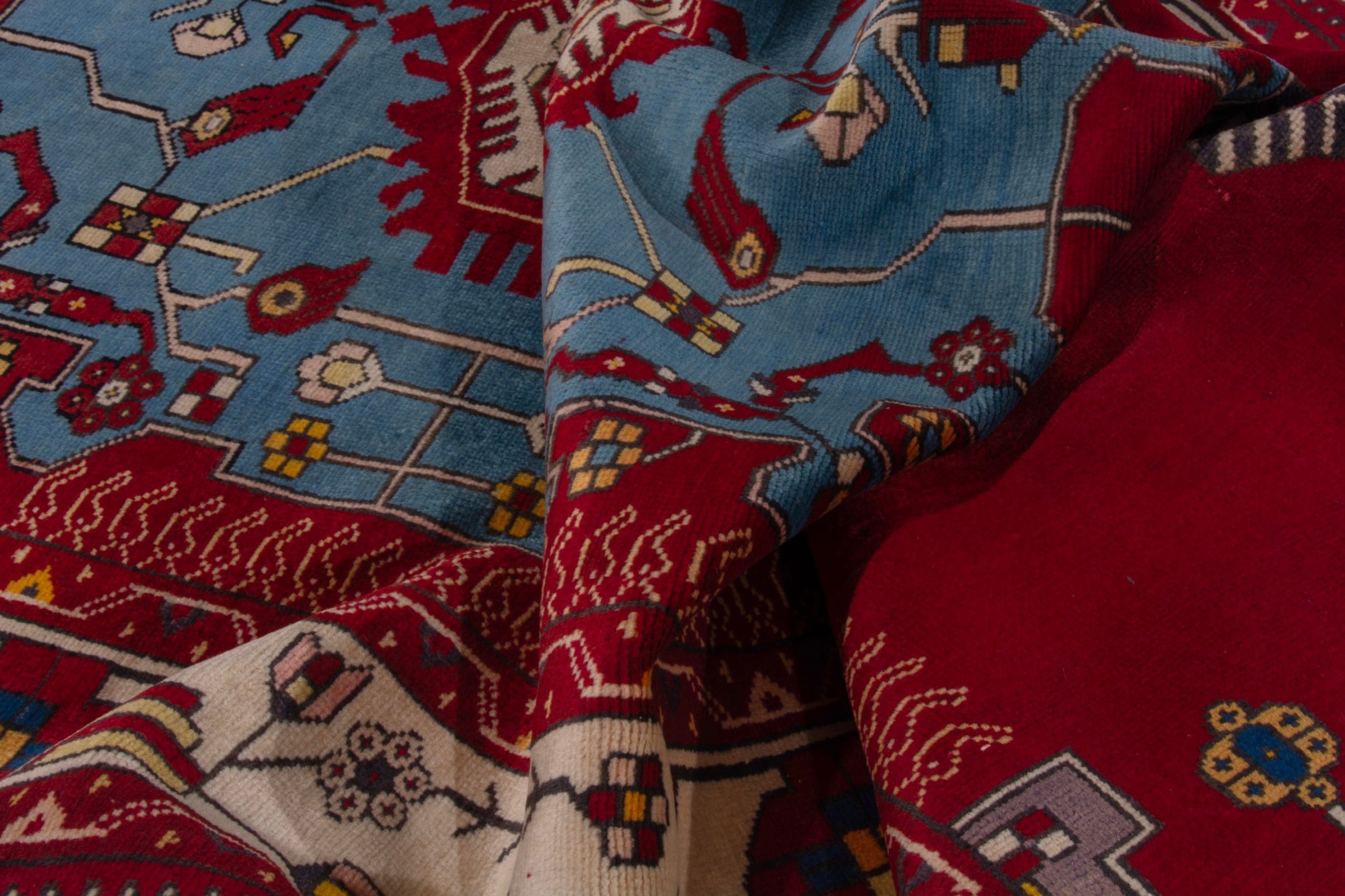 Persian Saveh area rug in deep red and cream, view 20 of 21