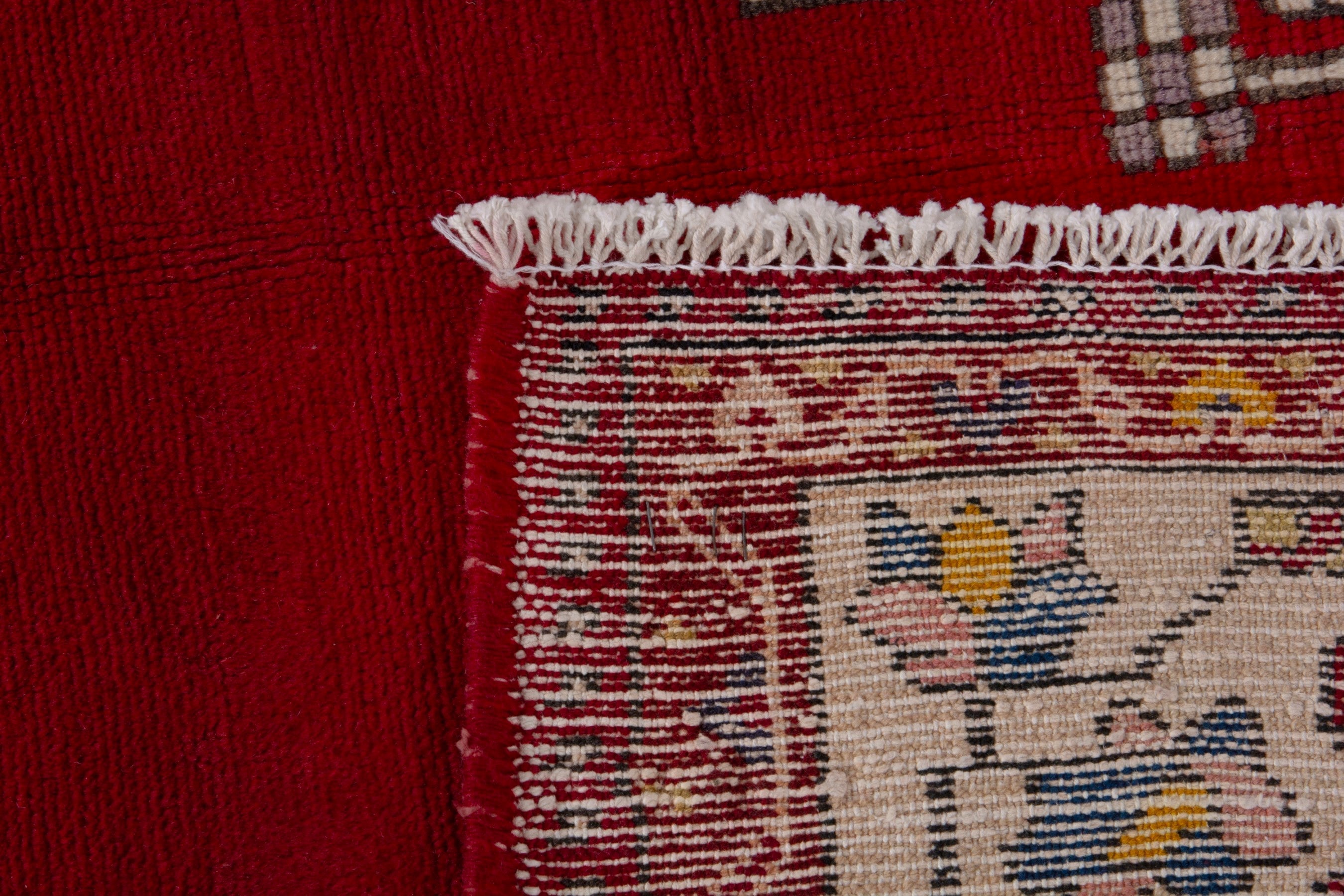 Persian Saveh area rug in deep red and cream, view 21 of 21