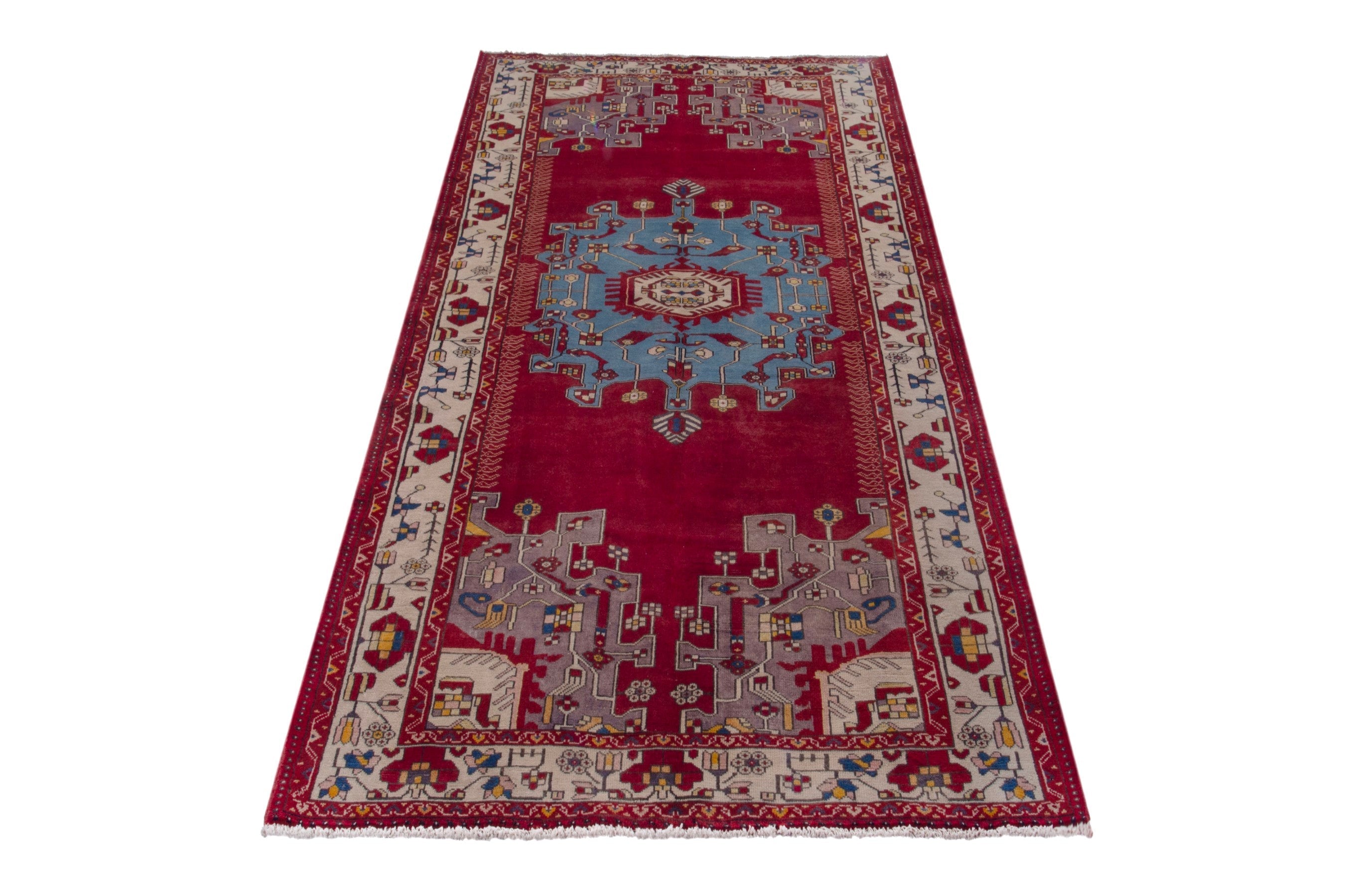 Persian Saveh area rug in deep red and cream, view 2 of 21