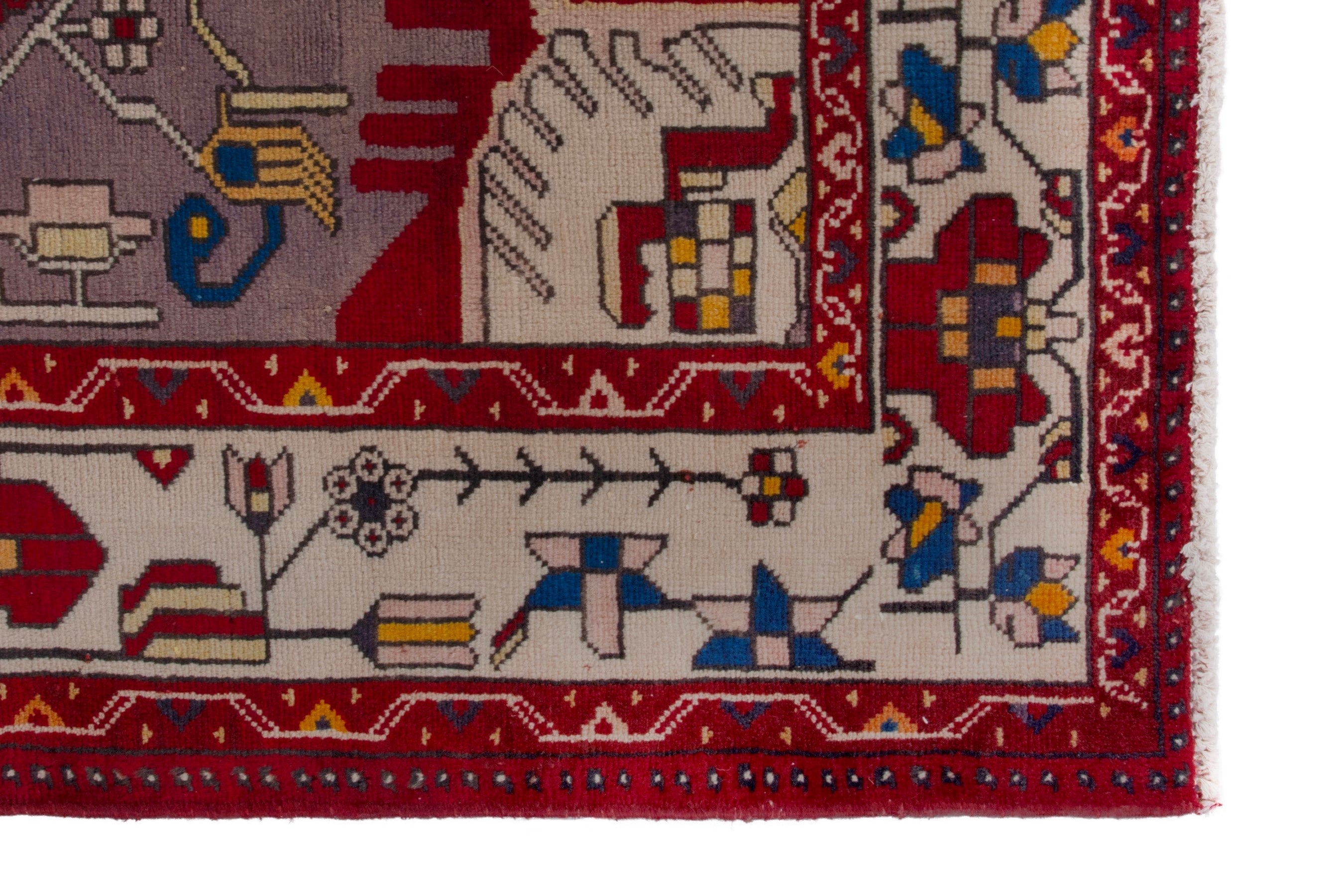 Persian Saveh area rug in deep red and cream, view 5 of 21