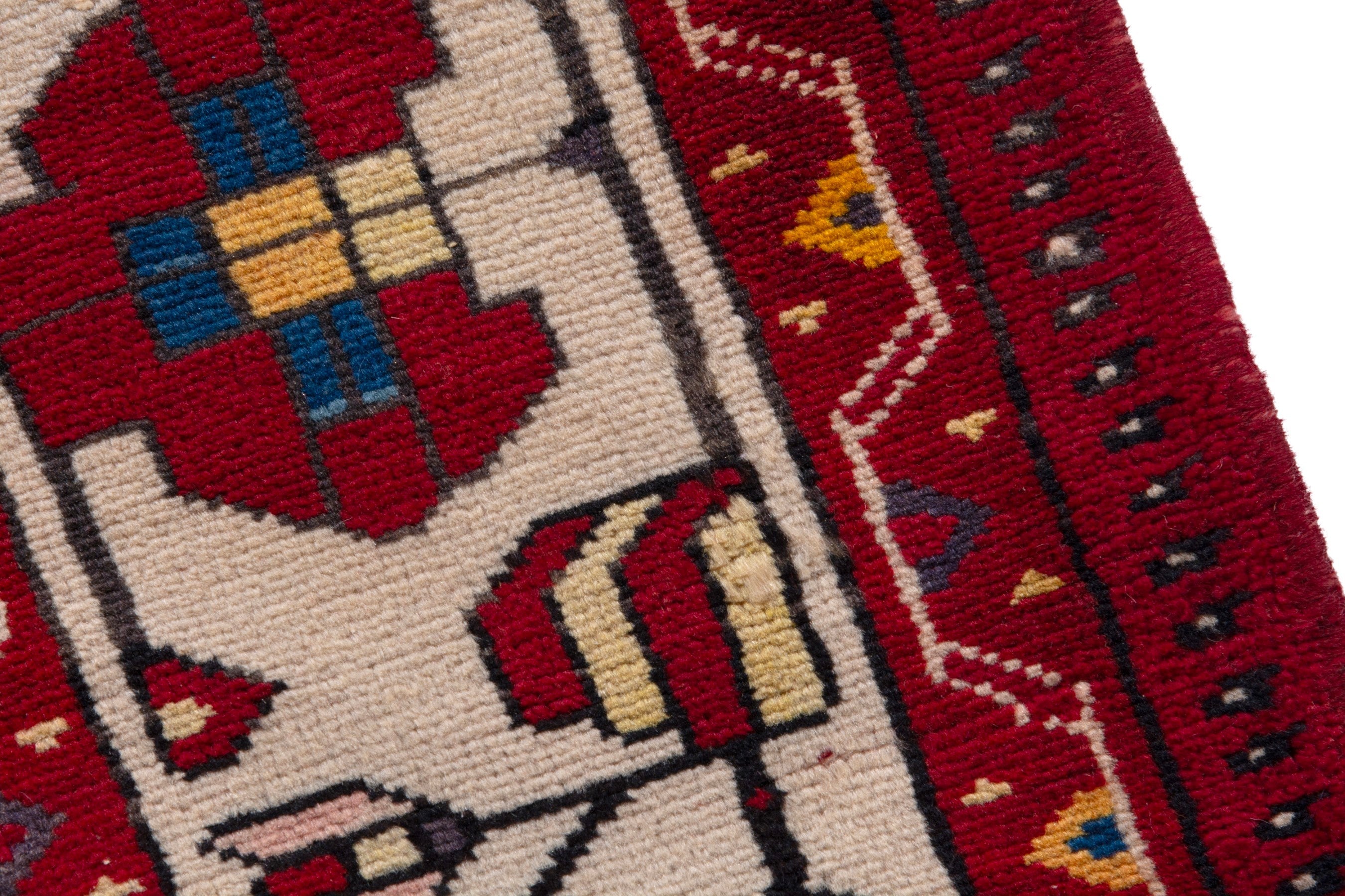 Persian Saveh area rug in deep red and cream, view 7 of 21