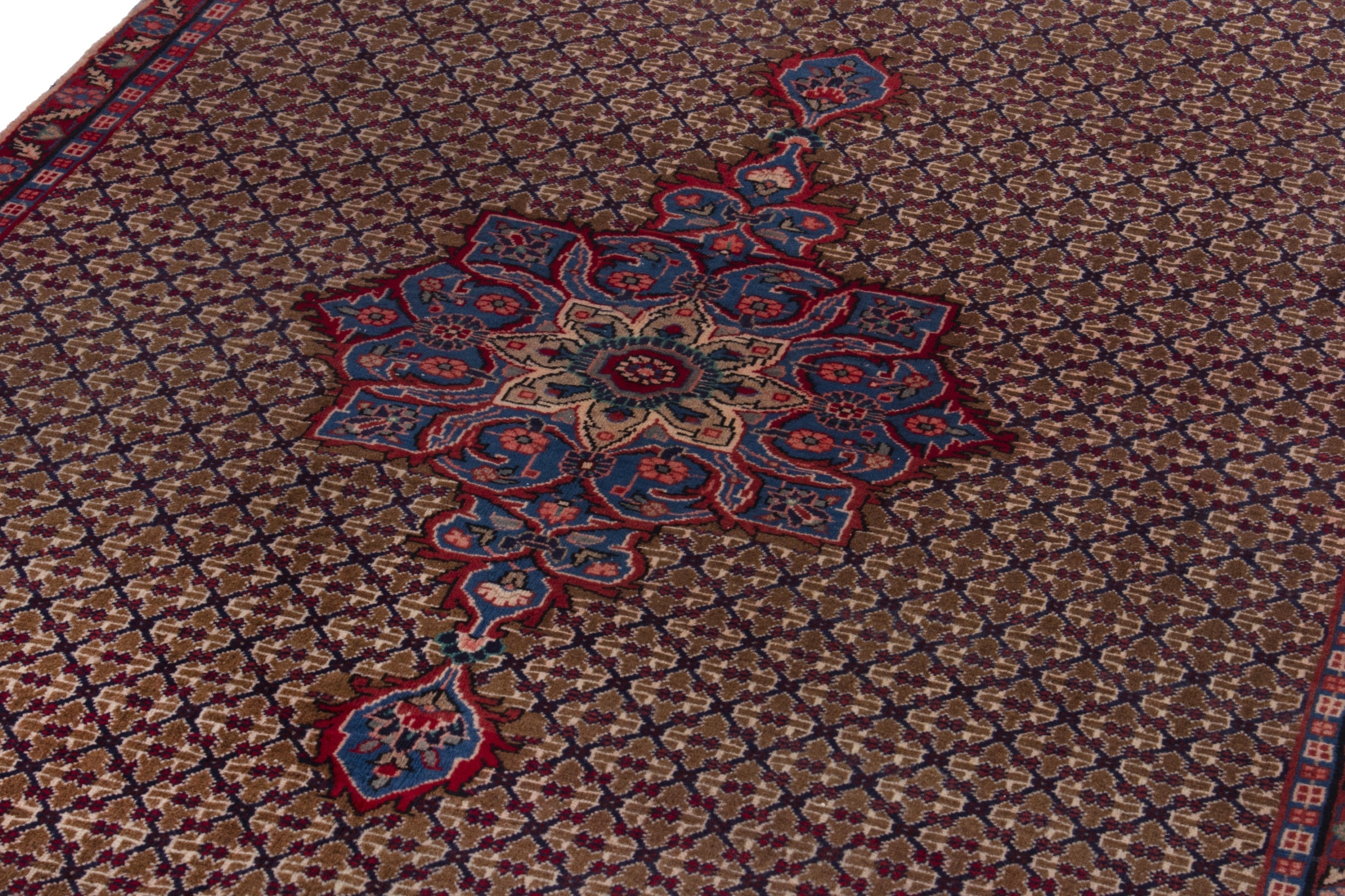 Persian Songhor area rug in tan and burgundy, view 9 of 17