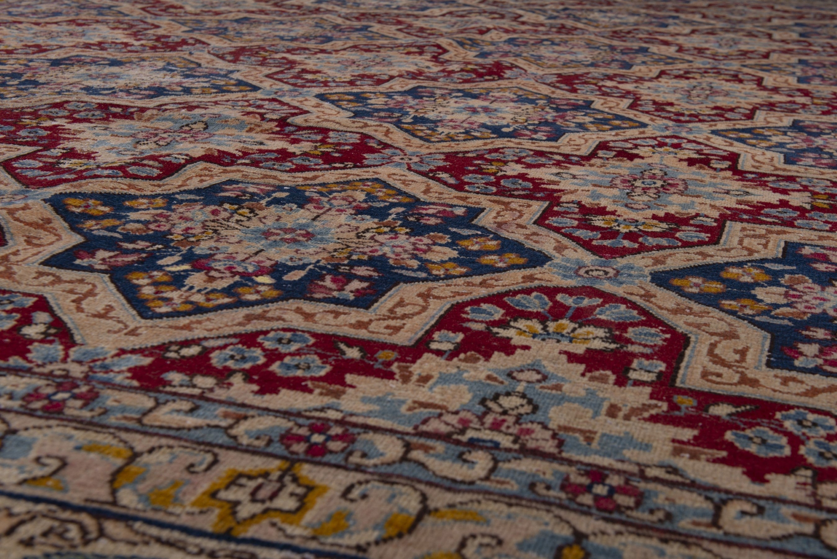 Persian Kerman oversized rug in faded red and navy, view 11 of 20