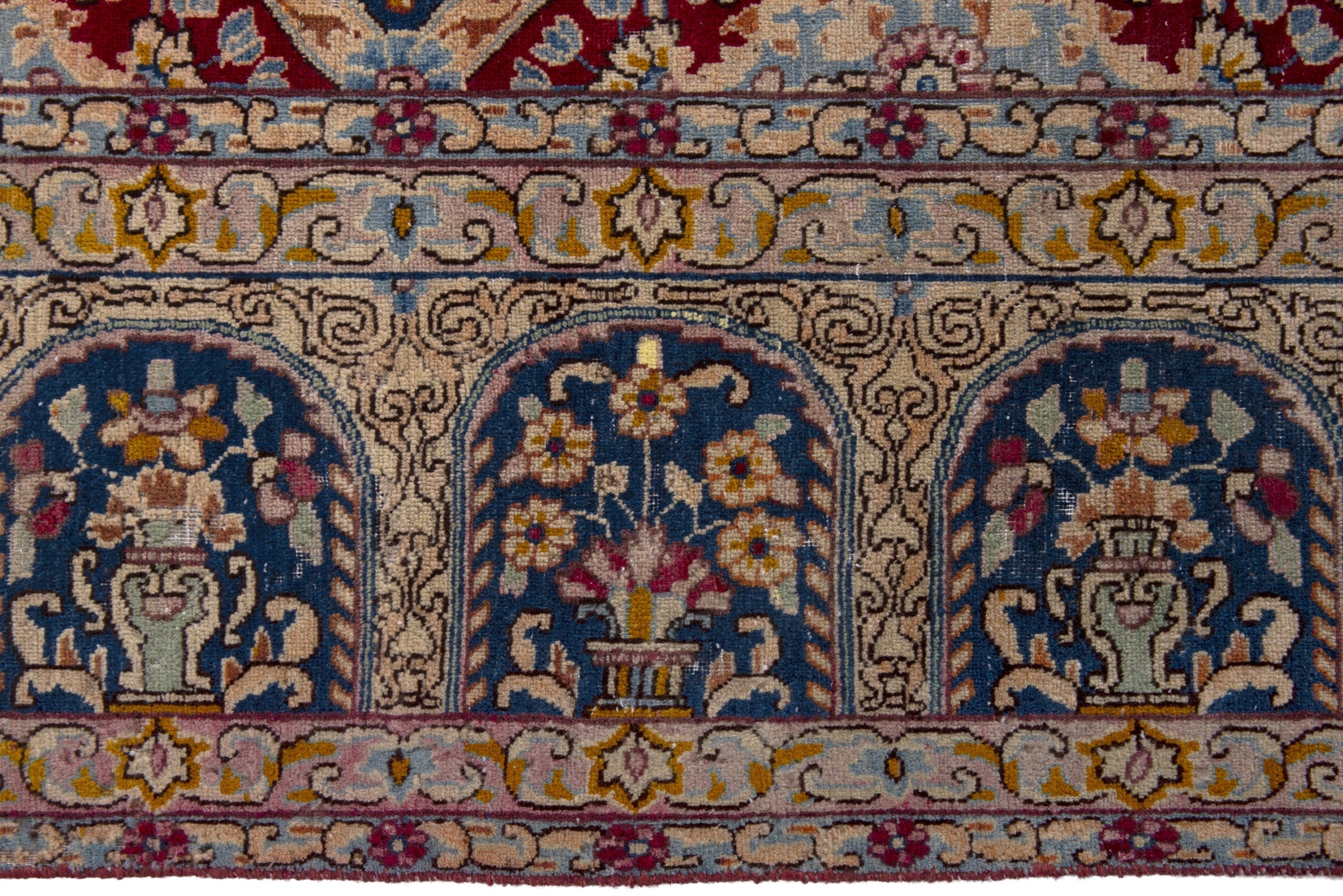 Persian Kerman oversized rug in faded red and navy, view 14 of 20
