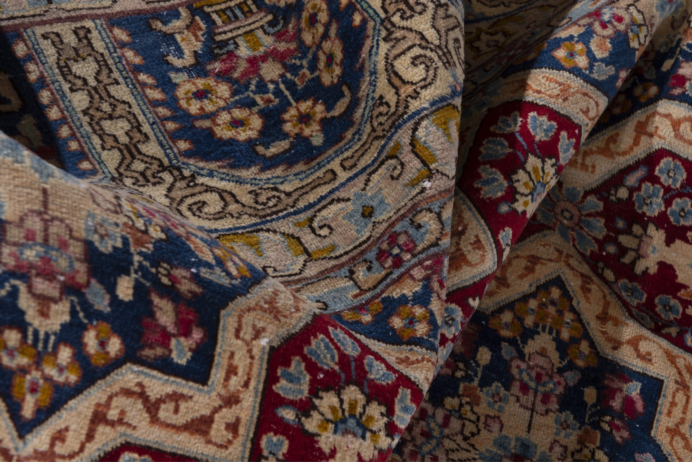 Persian Kerman oversized rug in faded red and navy, view 17 of 20