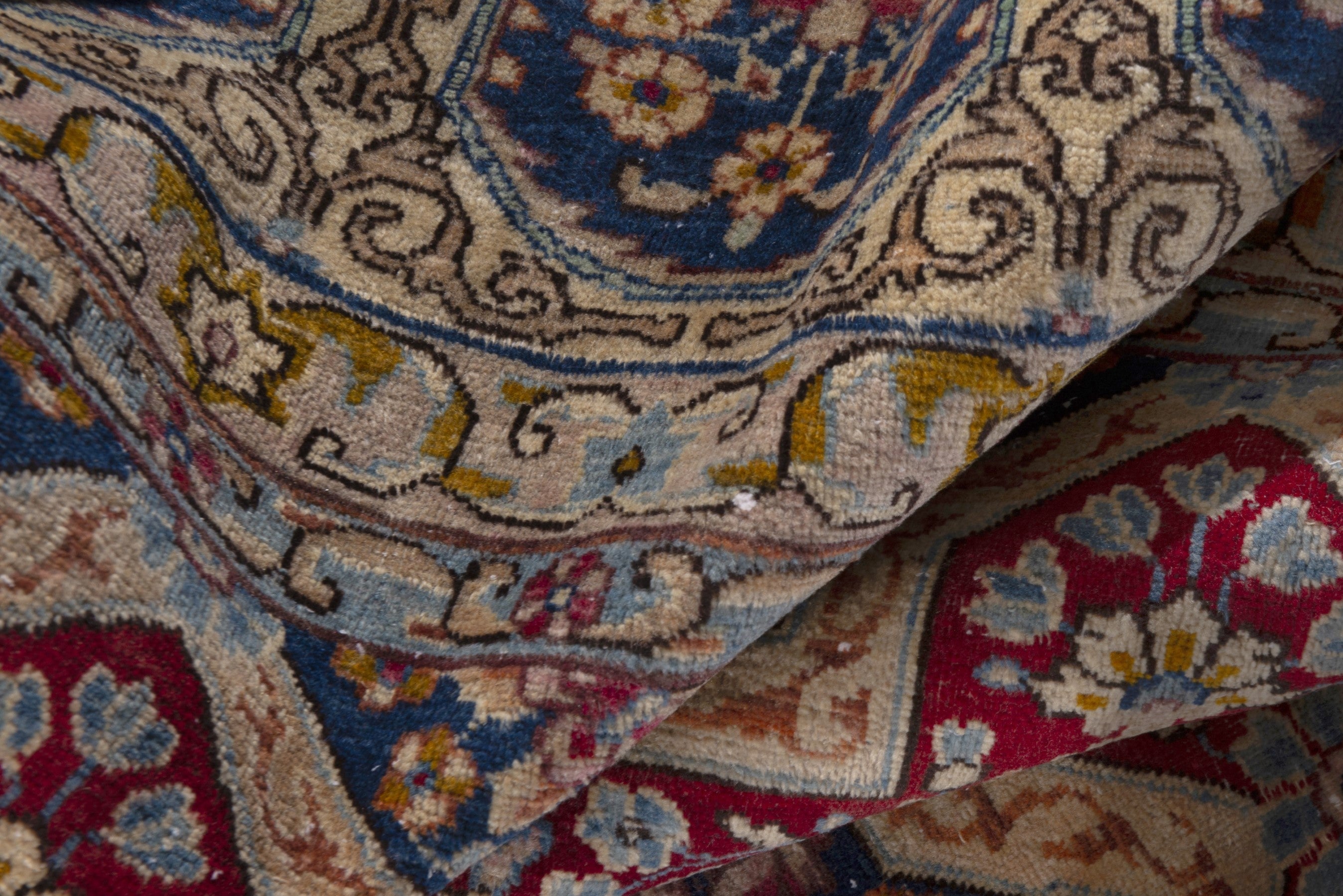 Persian Kerman oversized rug in faded red and navy, view 18 of 20