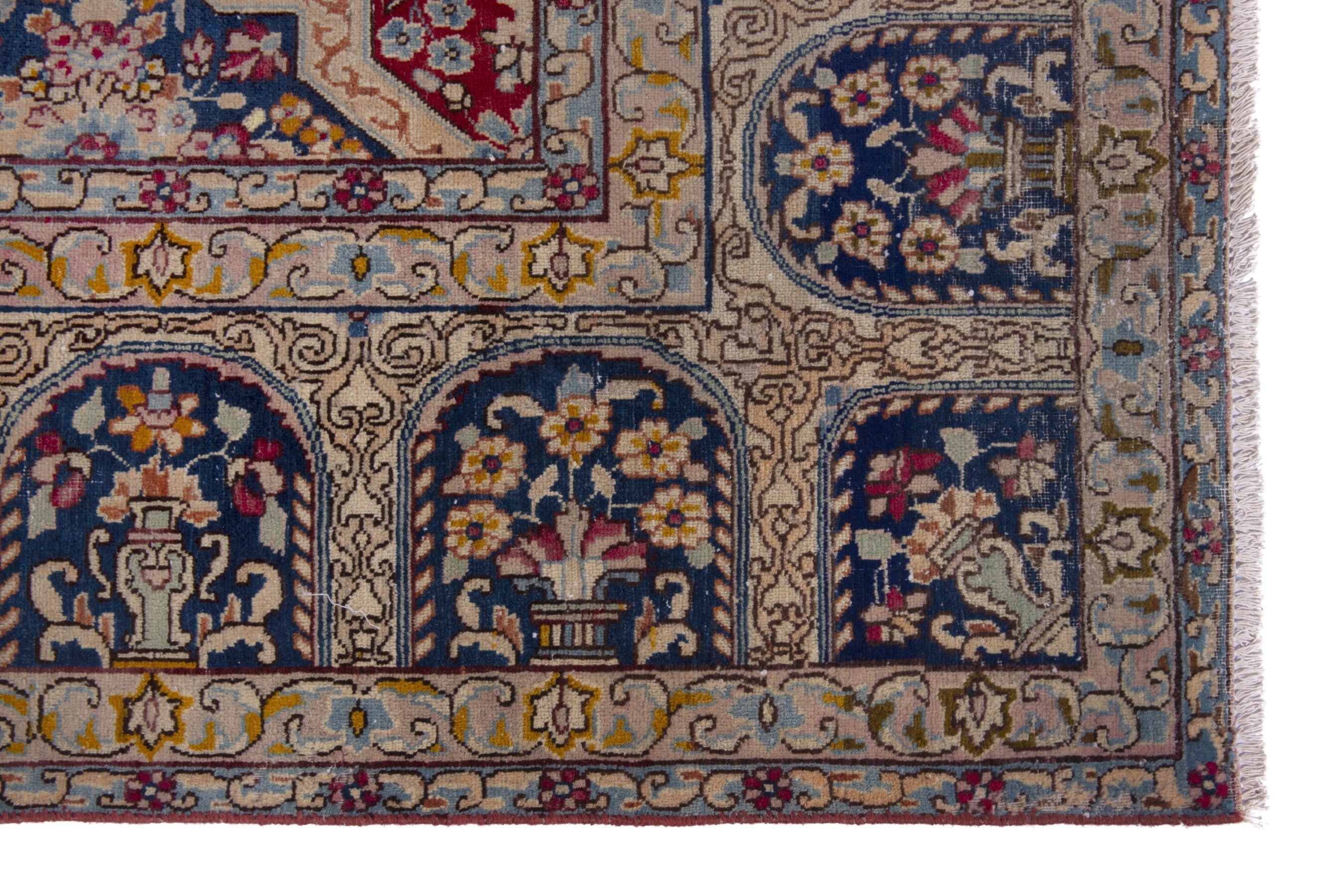 Persian Kerman oversized rug in faded red and navy, view 5 of 20