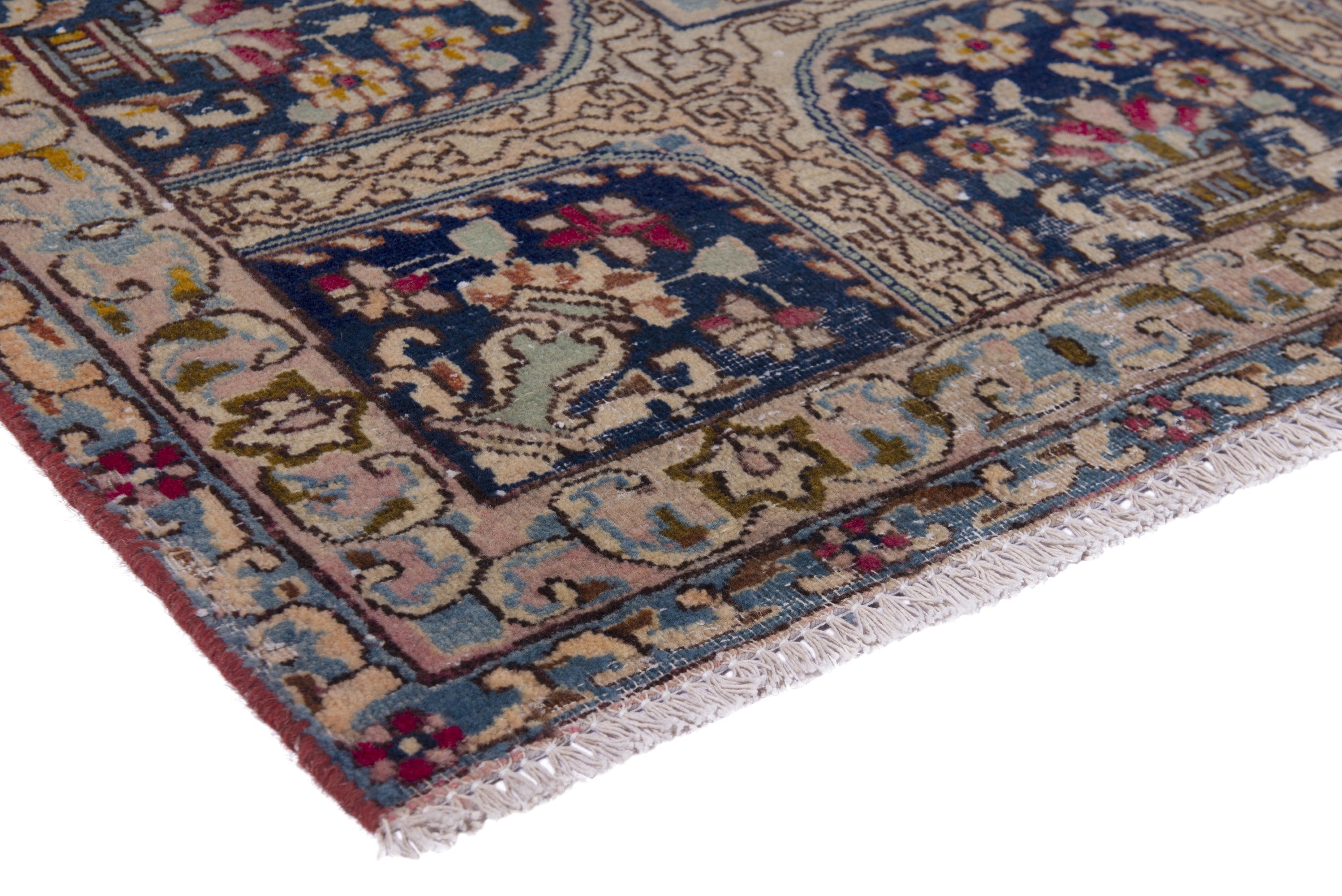 Persian Kerman oversized rug in faded red and navy, view 4 of 20