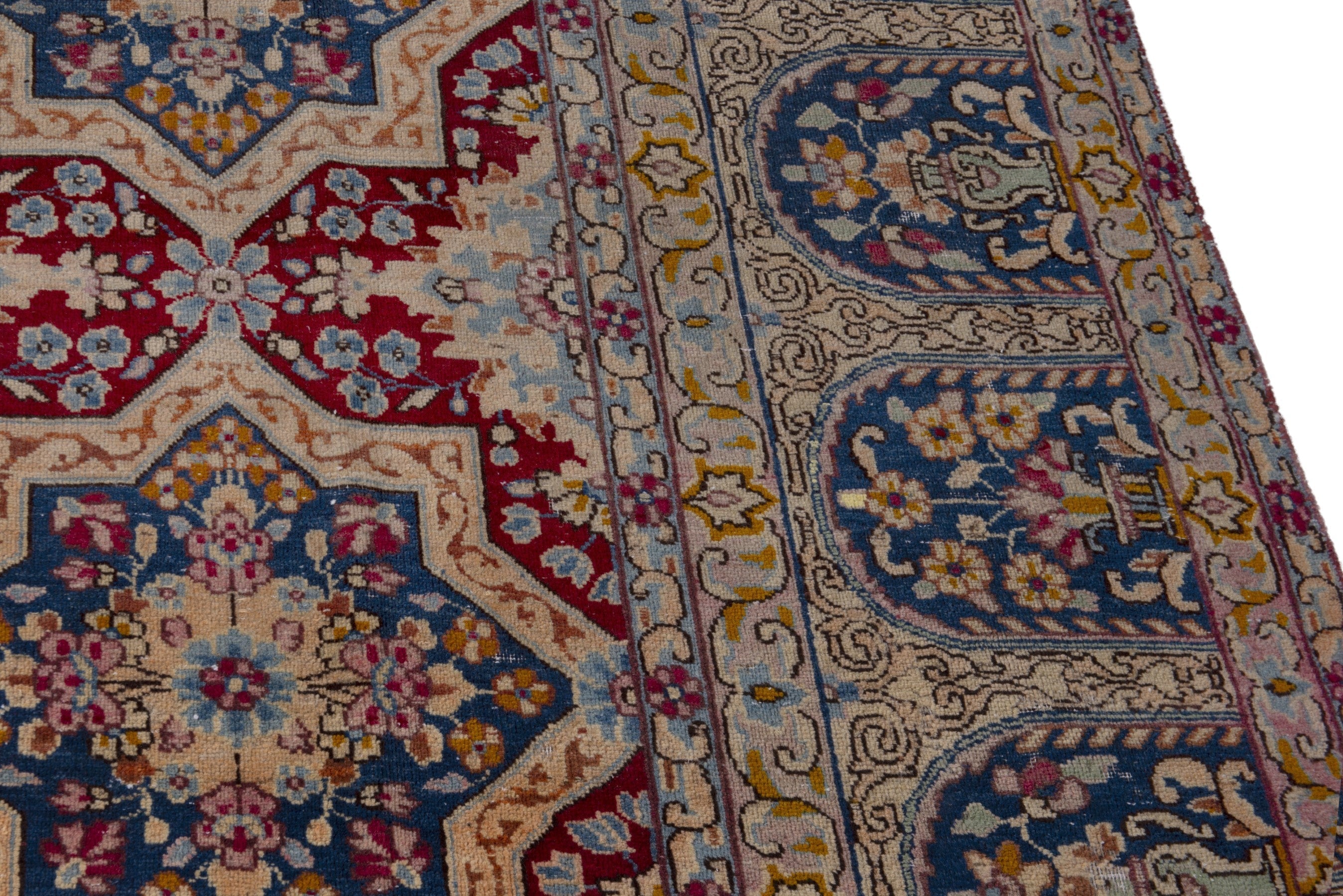 Persian Kerman oversized rug in faded red and navy, view 7 of 20