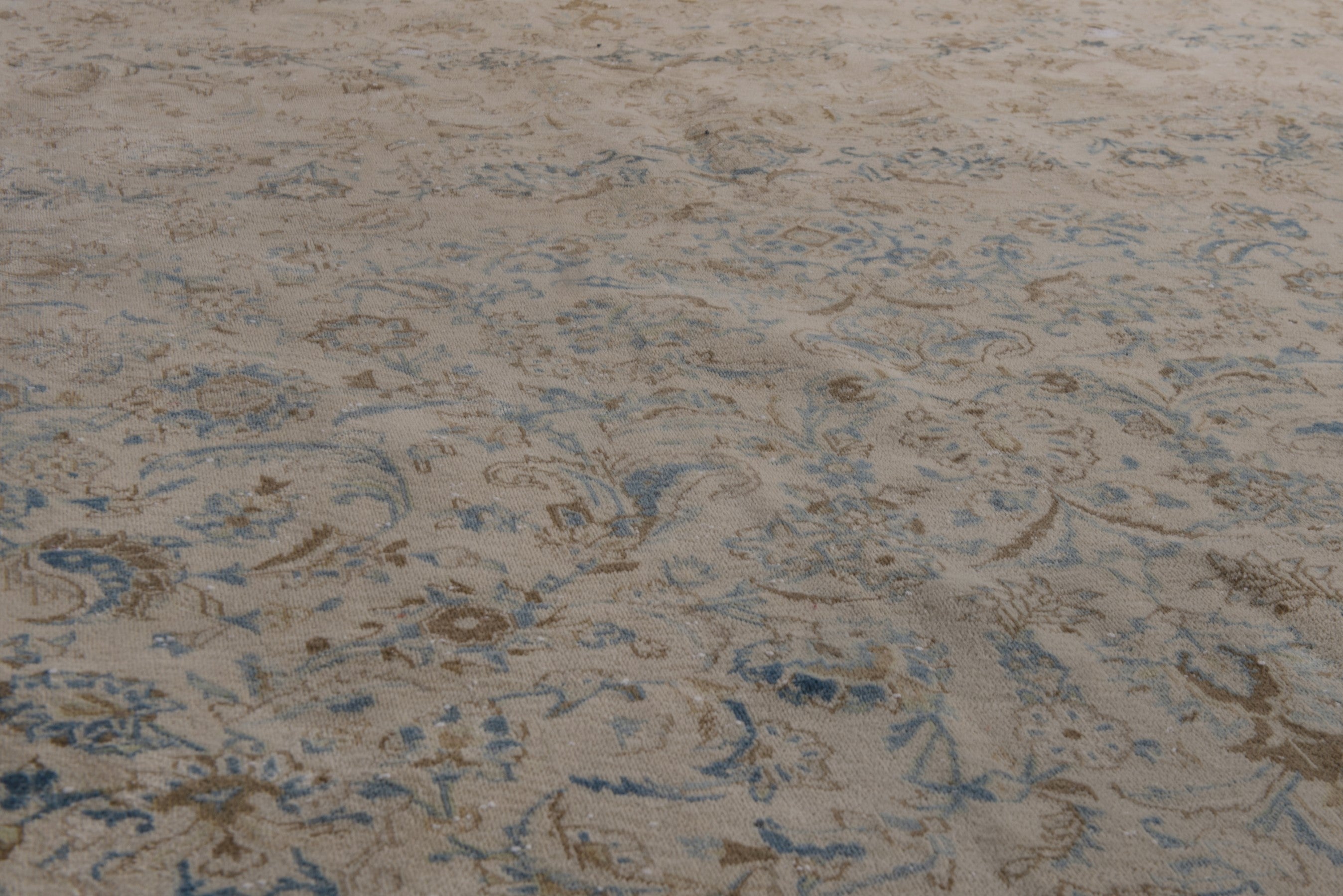 Persian Kashan area rug in cream and powder blue, view 10 of 21