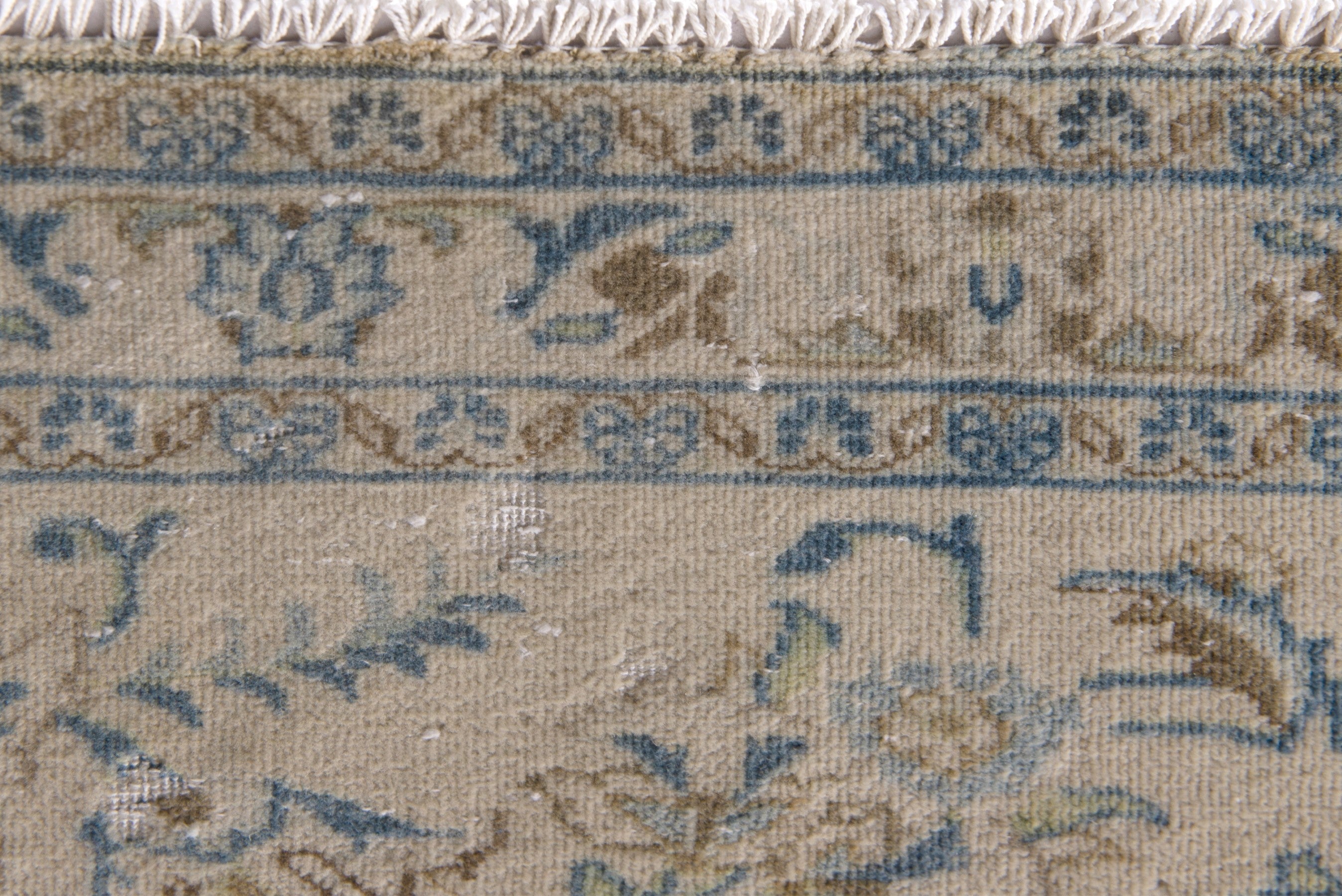 Persian Kashan area rug in cream and powder blue, view 11 of 21