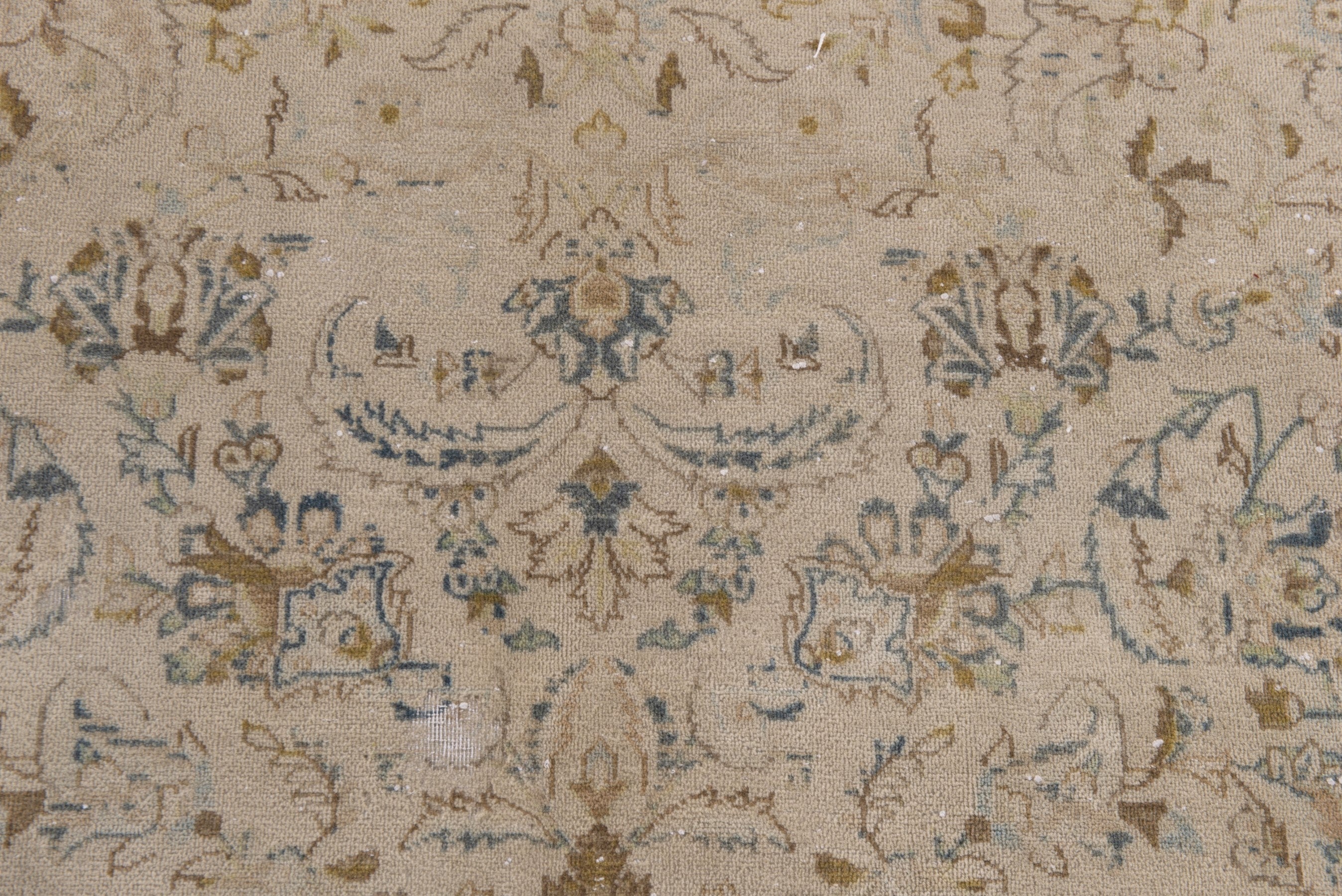 Persian Kashan area rug in cream and powder blue, view 14 of 21