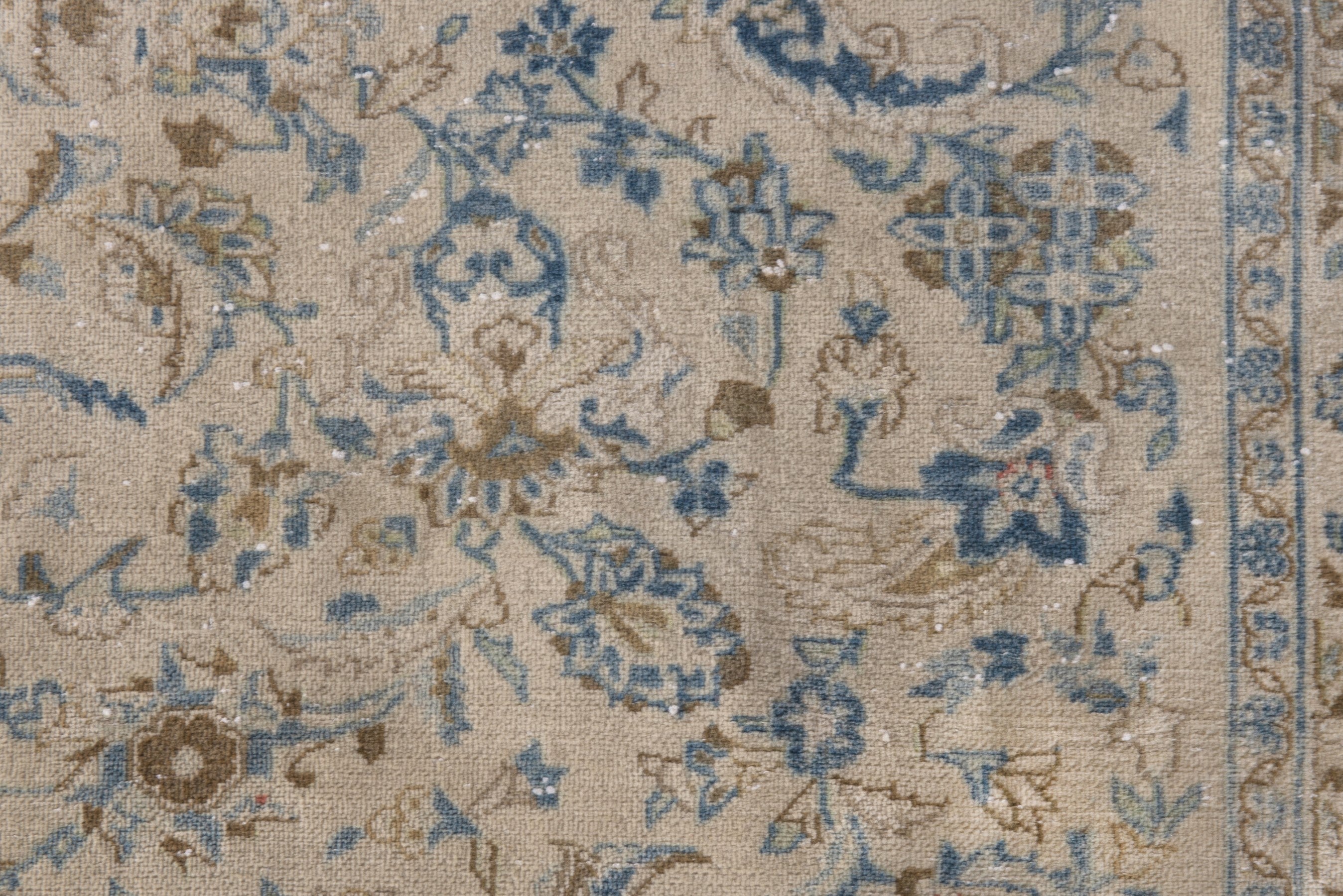 Persian Kashan area rug in cream and powder blue, view 16 of 21