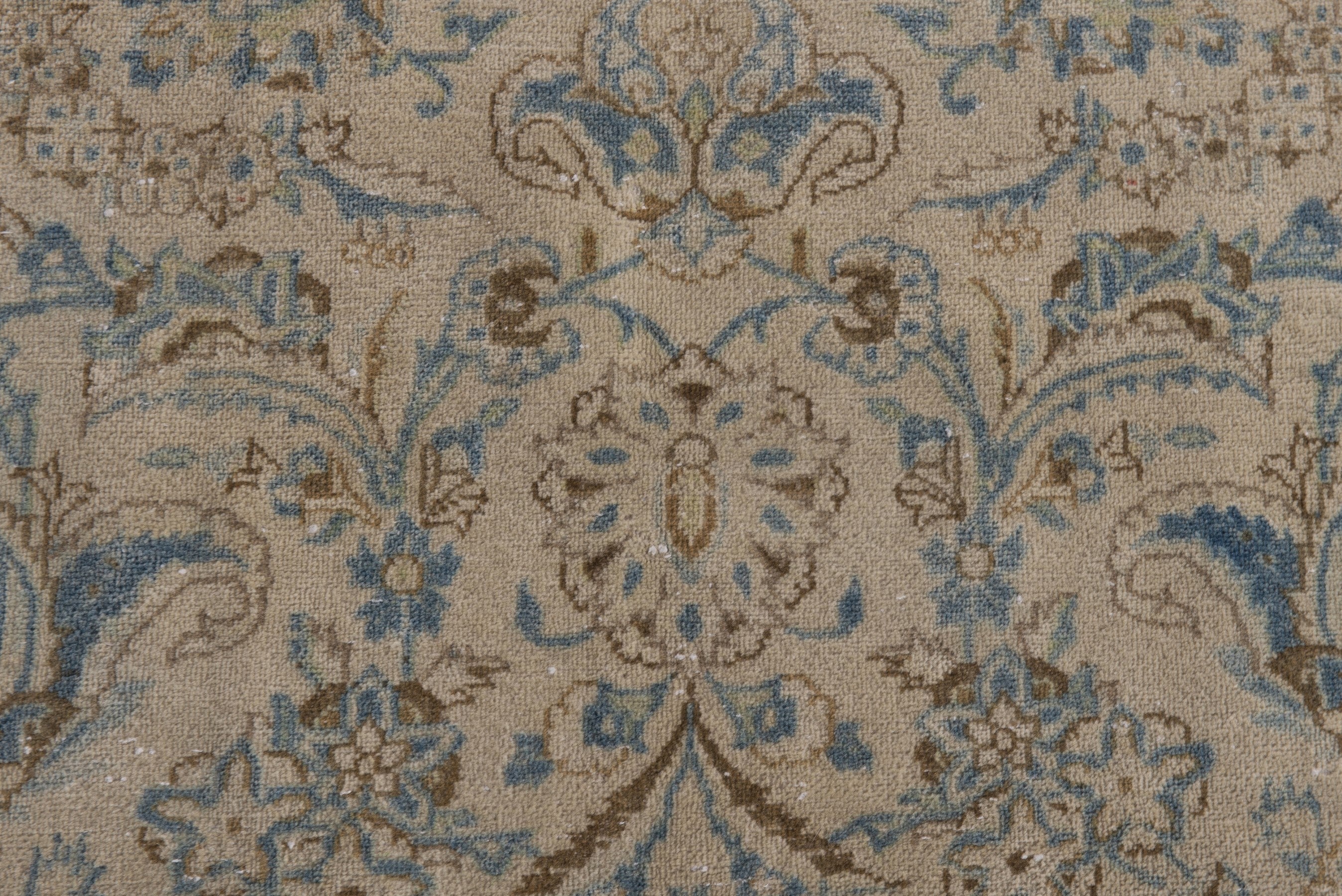 Persian Kashan area rug in cream and powder blue, view 17 of 21