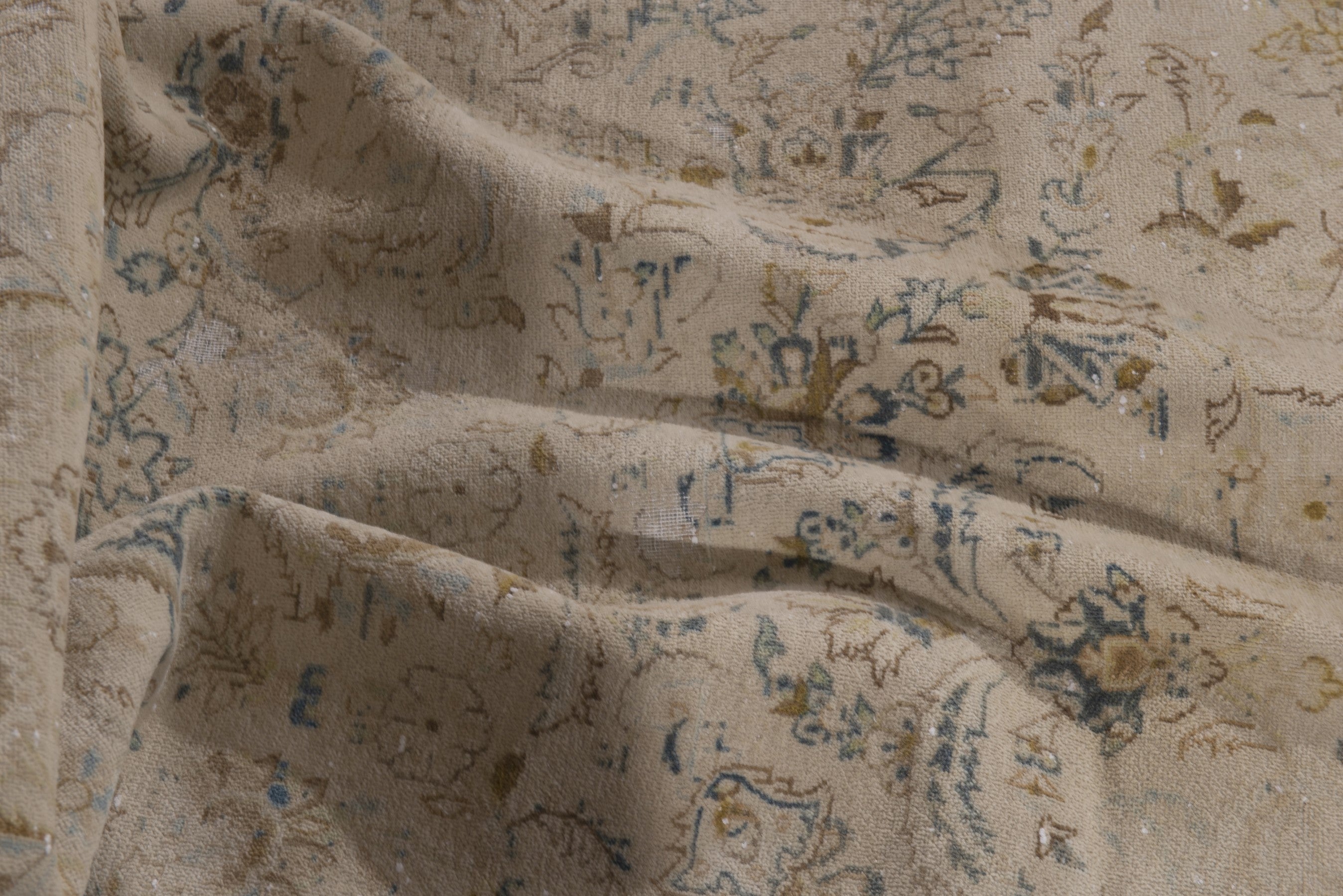 Persian Kashan area rug in cream and powder blue, view 19 of 21