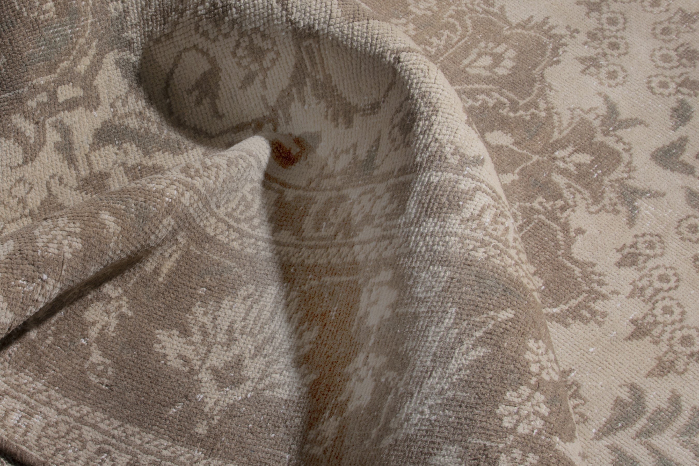Persian Tabriz area rug in cream and taupe, view 15 of 17