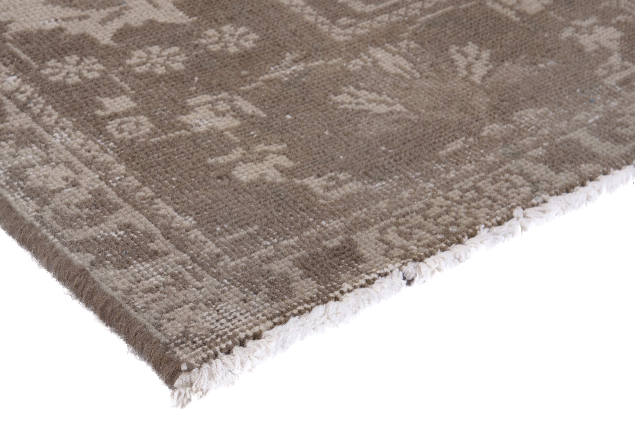 Persian Tabriz area rug in cream and taupe, view 5 of 17