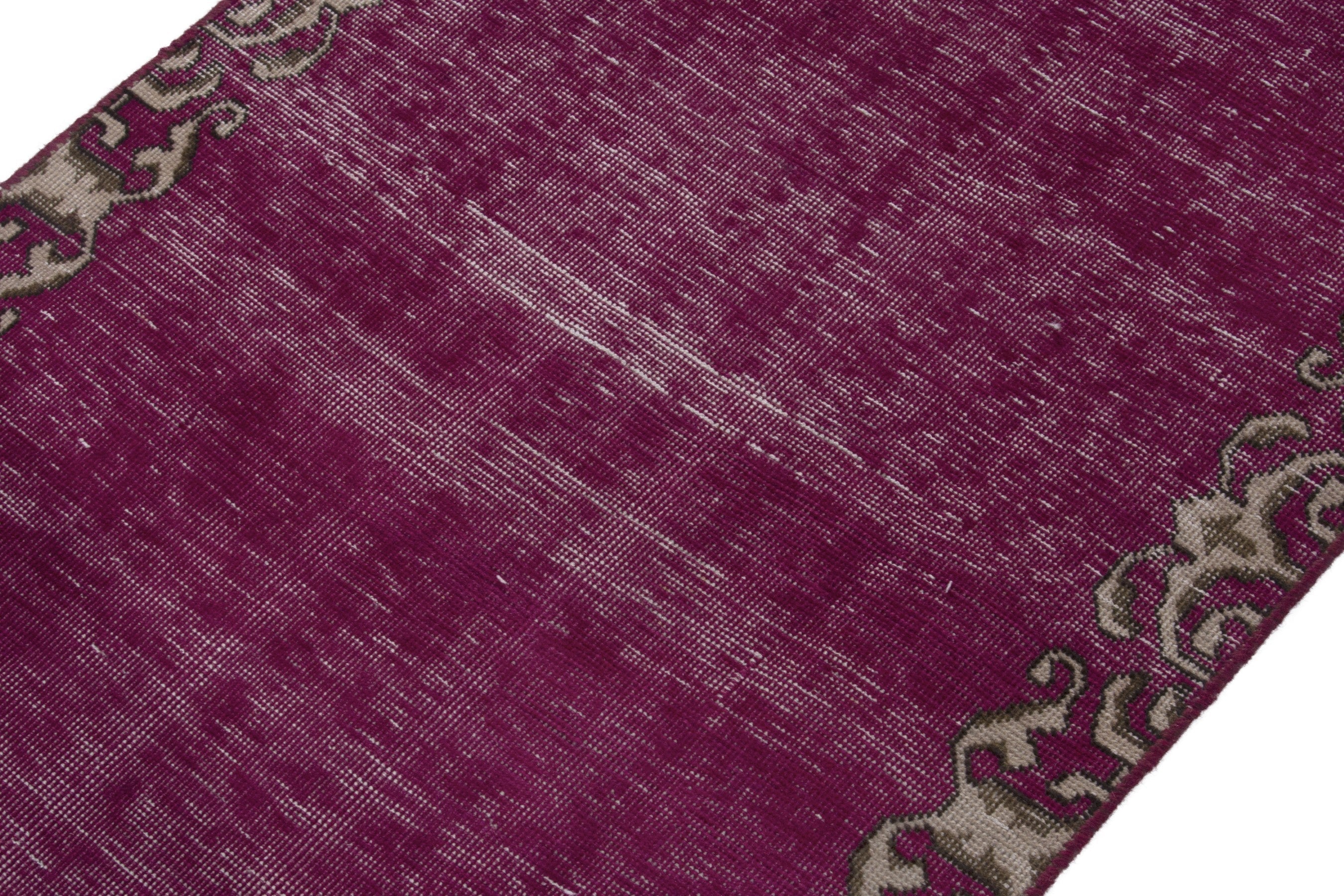 Persian Tabriz runner rug in burgundy and greige, view 6 of 17