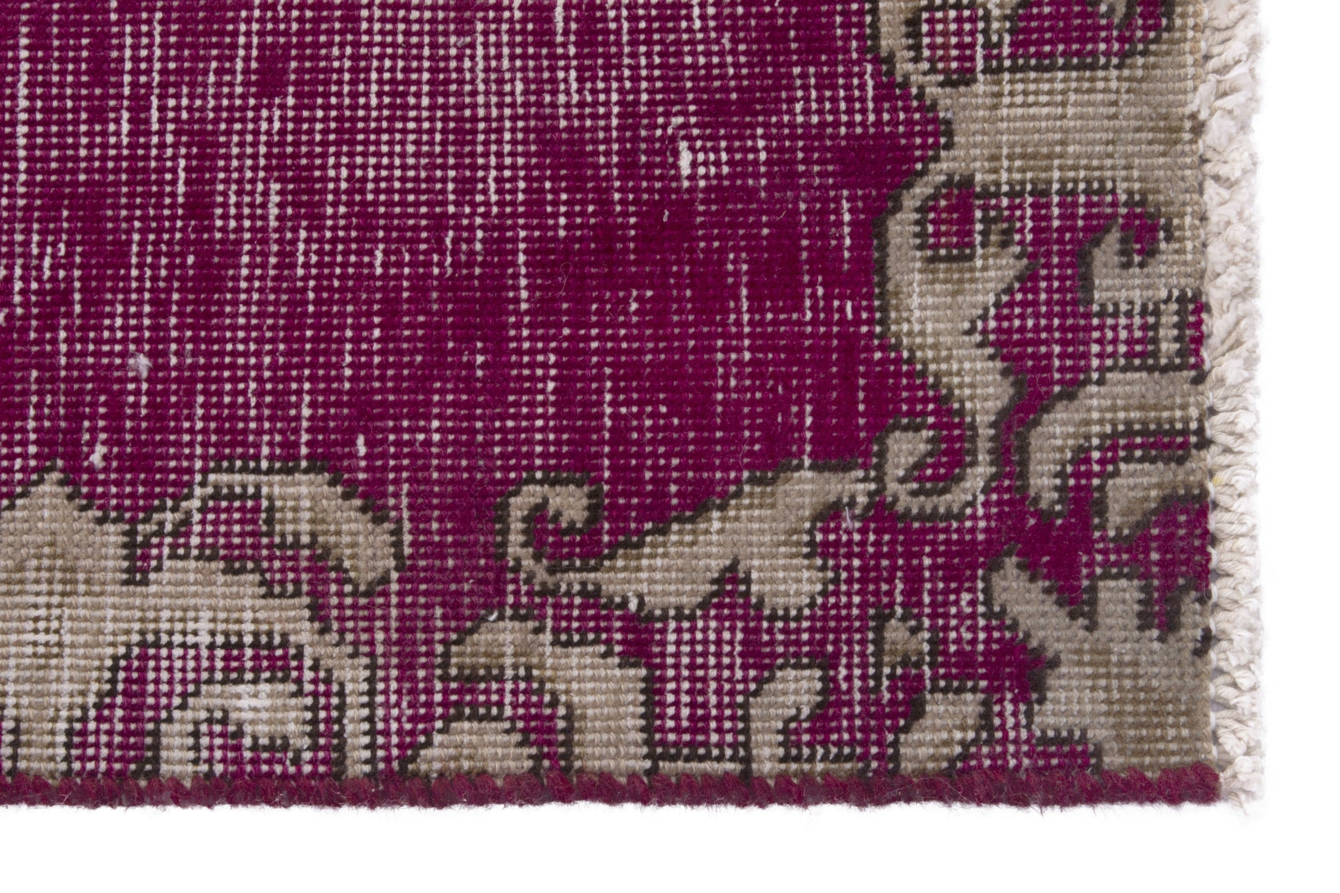 Persian Tabriz runner rug in burgundy and greige, view 5 of 17