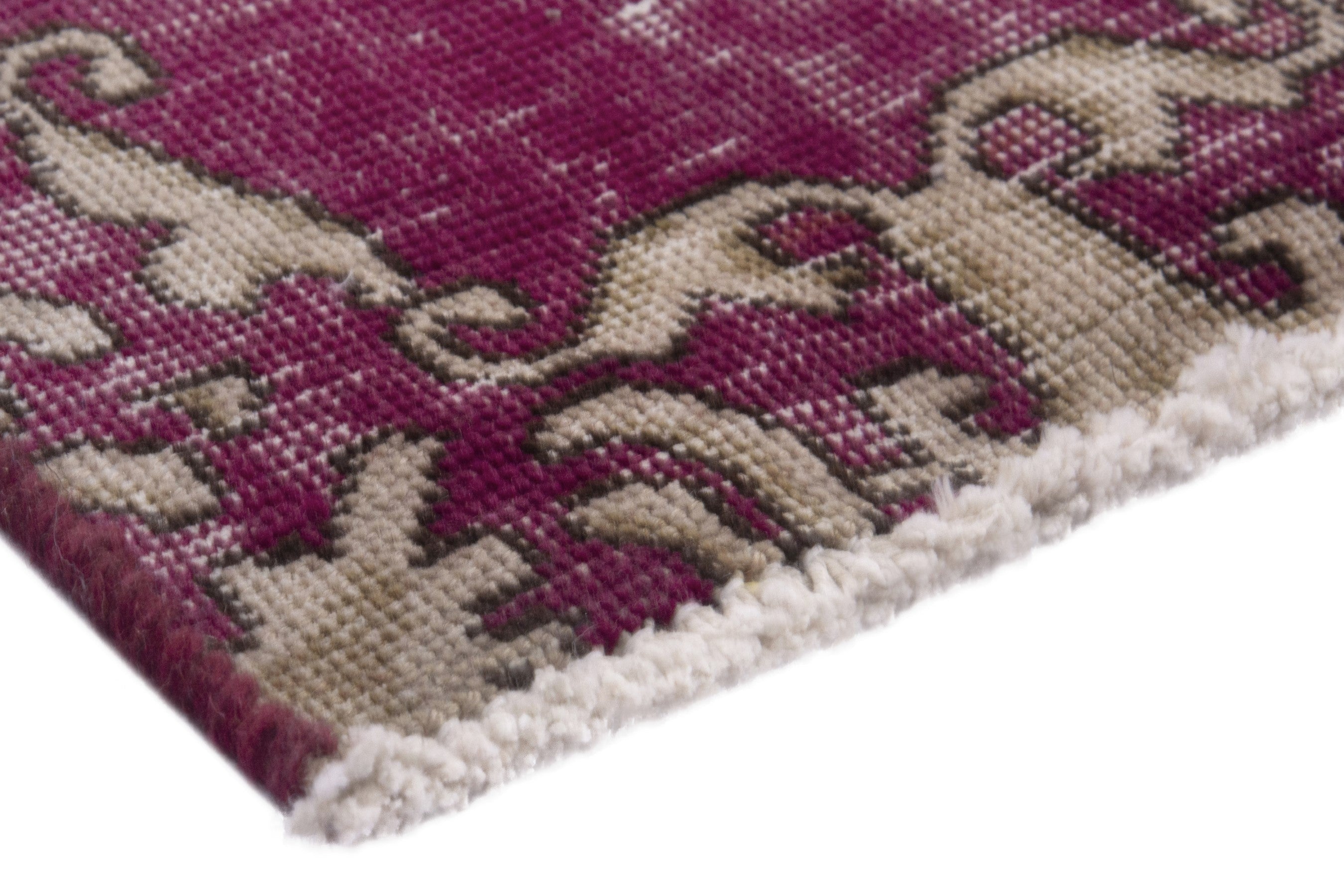Persian Tabriz runner rug in burgundy and greige, view 4 of 17