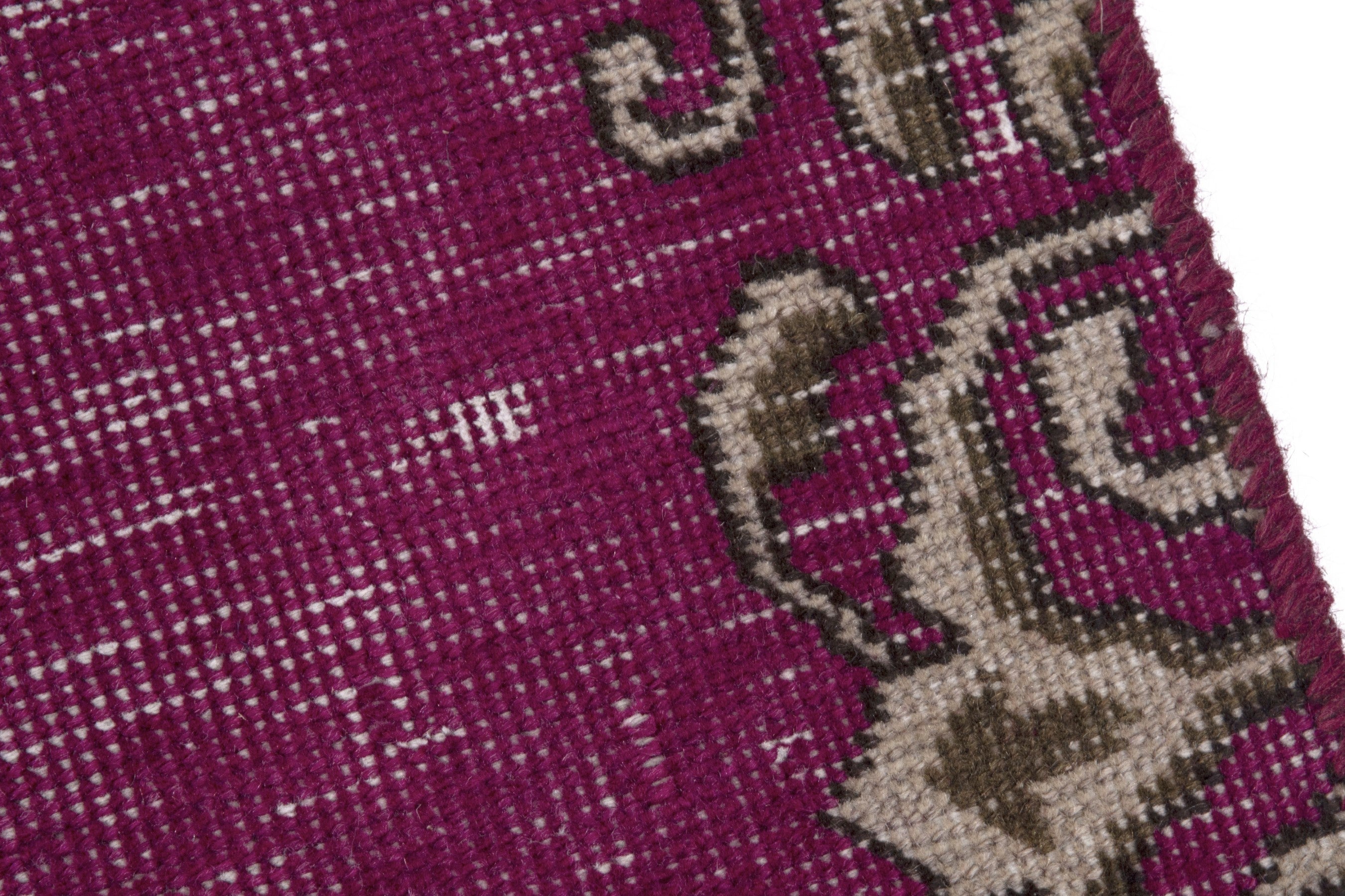 Persian Tabriz runner rug in burgundy and greige, view 7 of 17