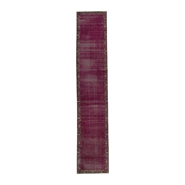 Persian Tabriz runner rug in burgundy and greige, 2'7" x 14'1"
