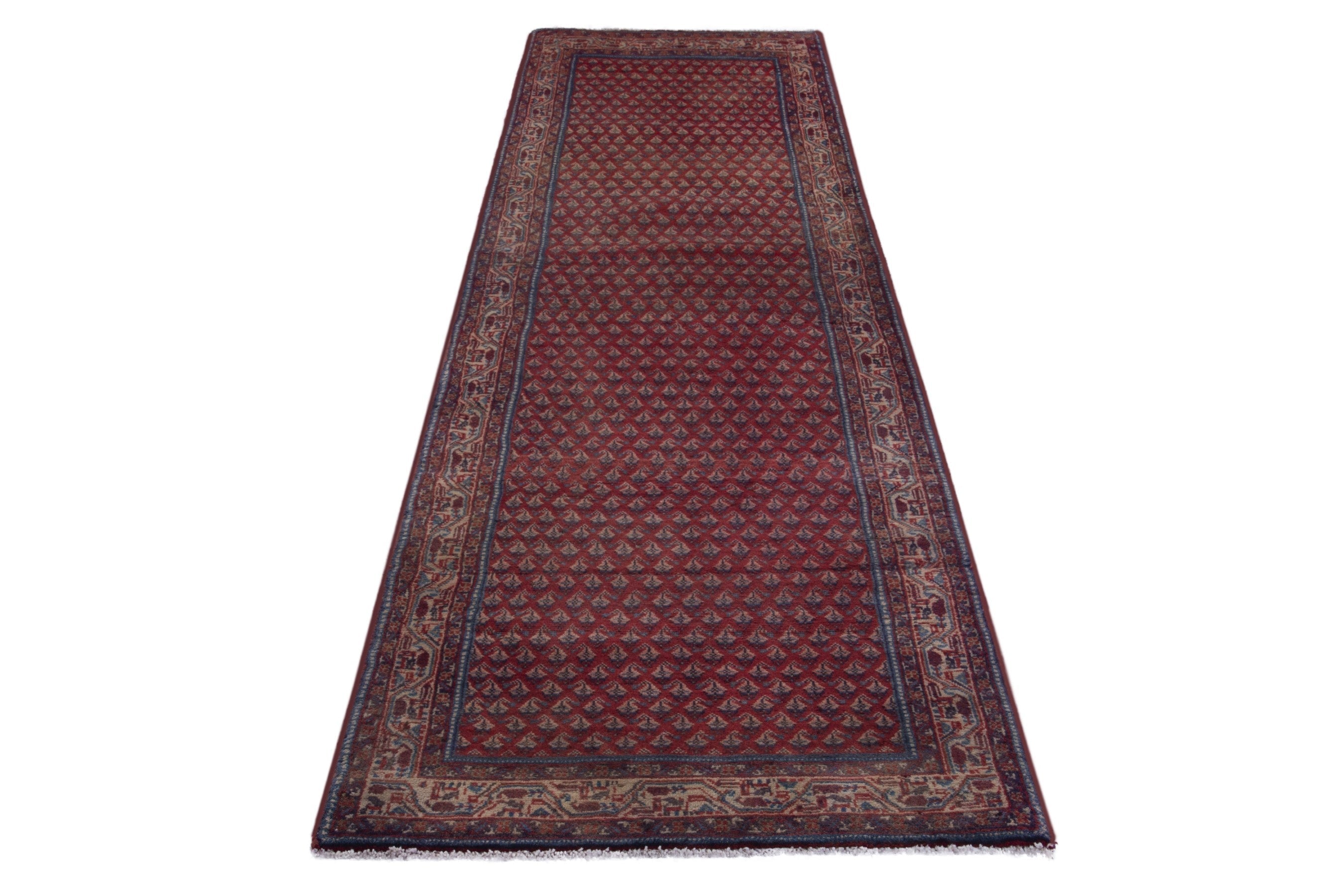 Persian Botteh runner rug in deep red and burgundy, view 2 of 17