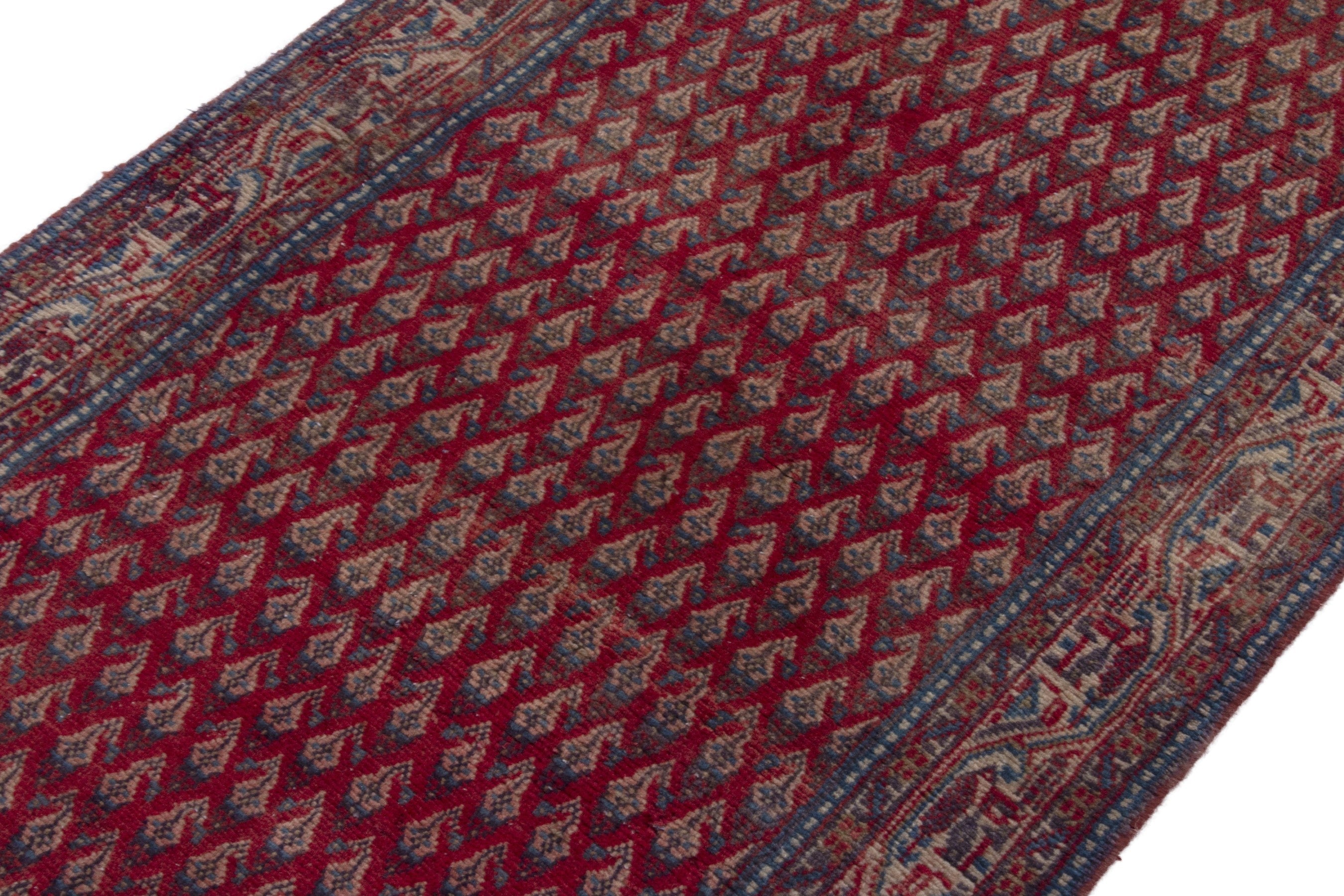 Persian Botteh runner rug in deep red and burgundy, view 6 of 17