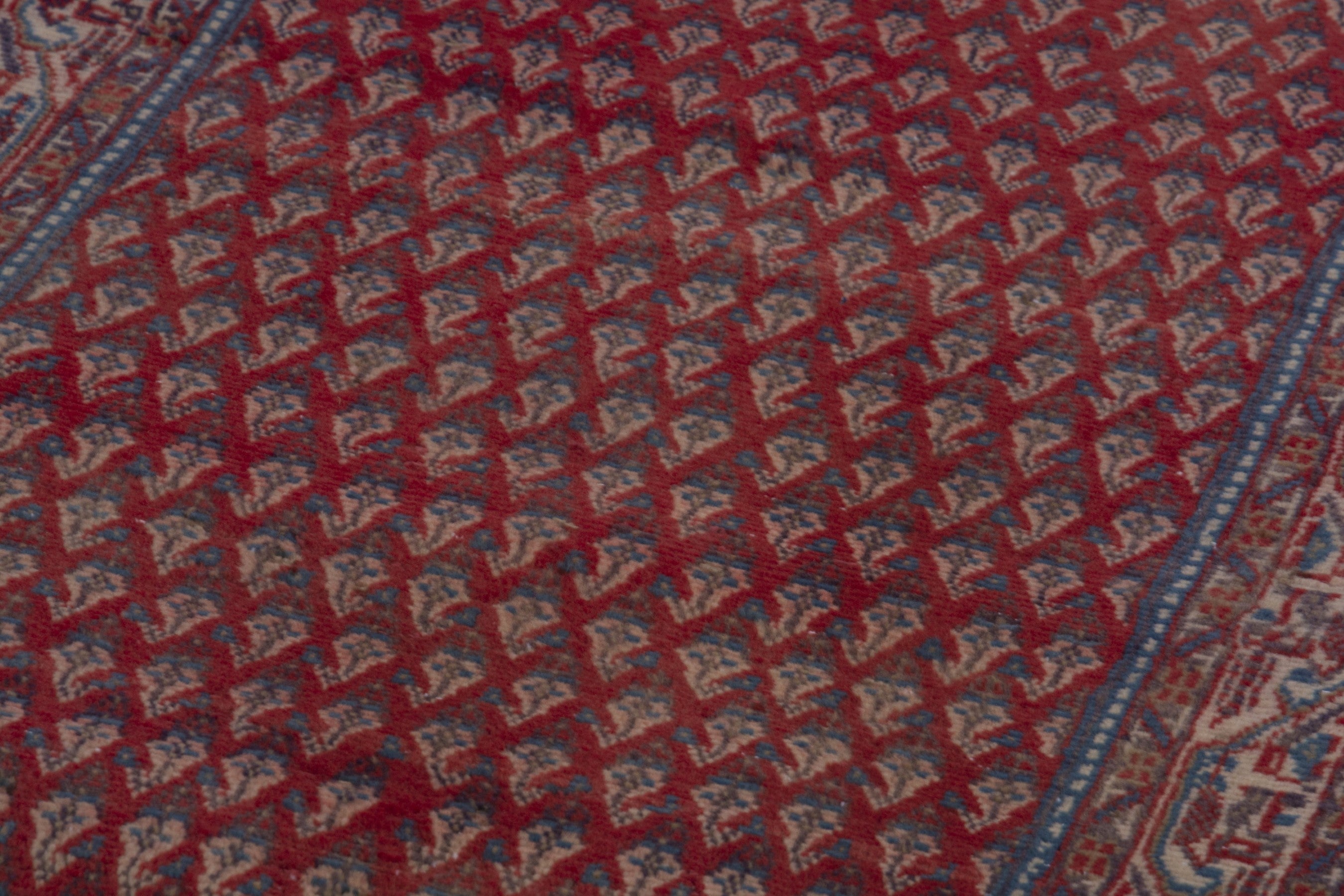 Persian Botteh runner rug in deep red and burgundy, view 9 of 17