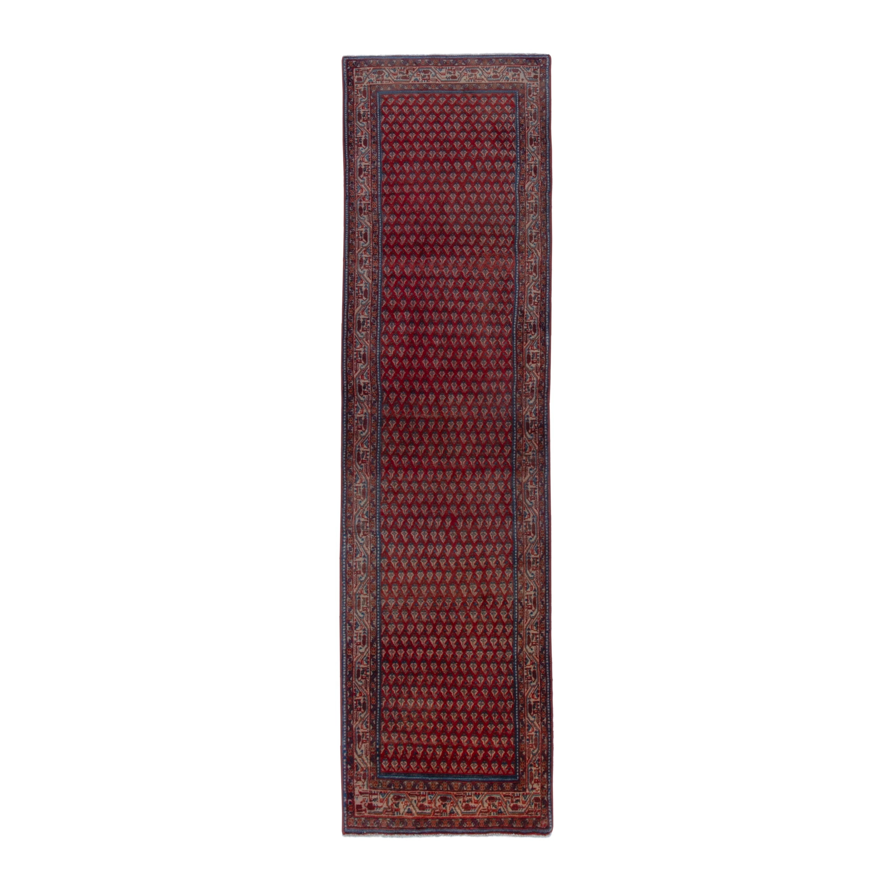 Persian Botteh runner rug in deep red and burgundy, 2'6" x 9'8"