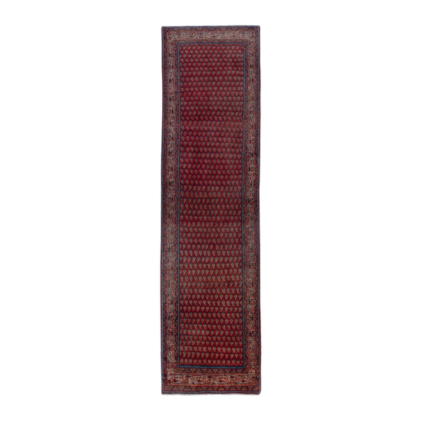 Persian Botteh runner rug in deep red and burgundy, 2'6" x 9'8"
