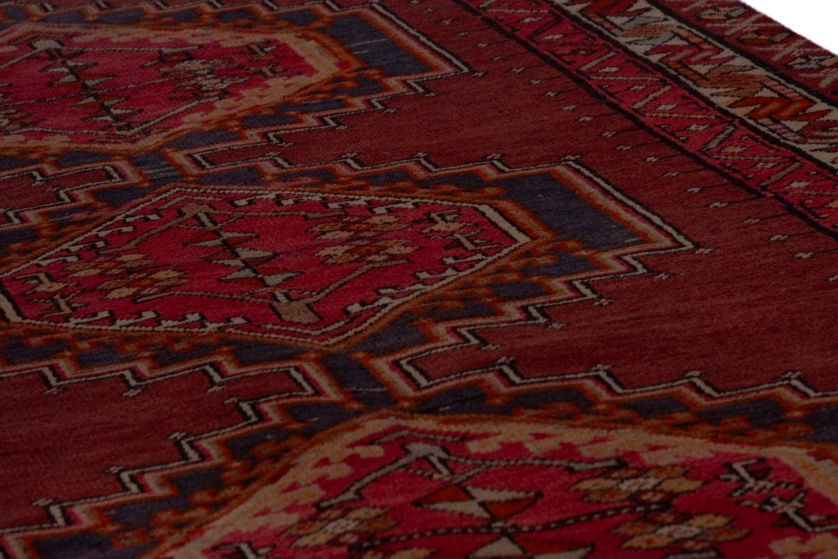 Persian Ardabil runner rug in deep red and burnt orange, view 10 of 17