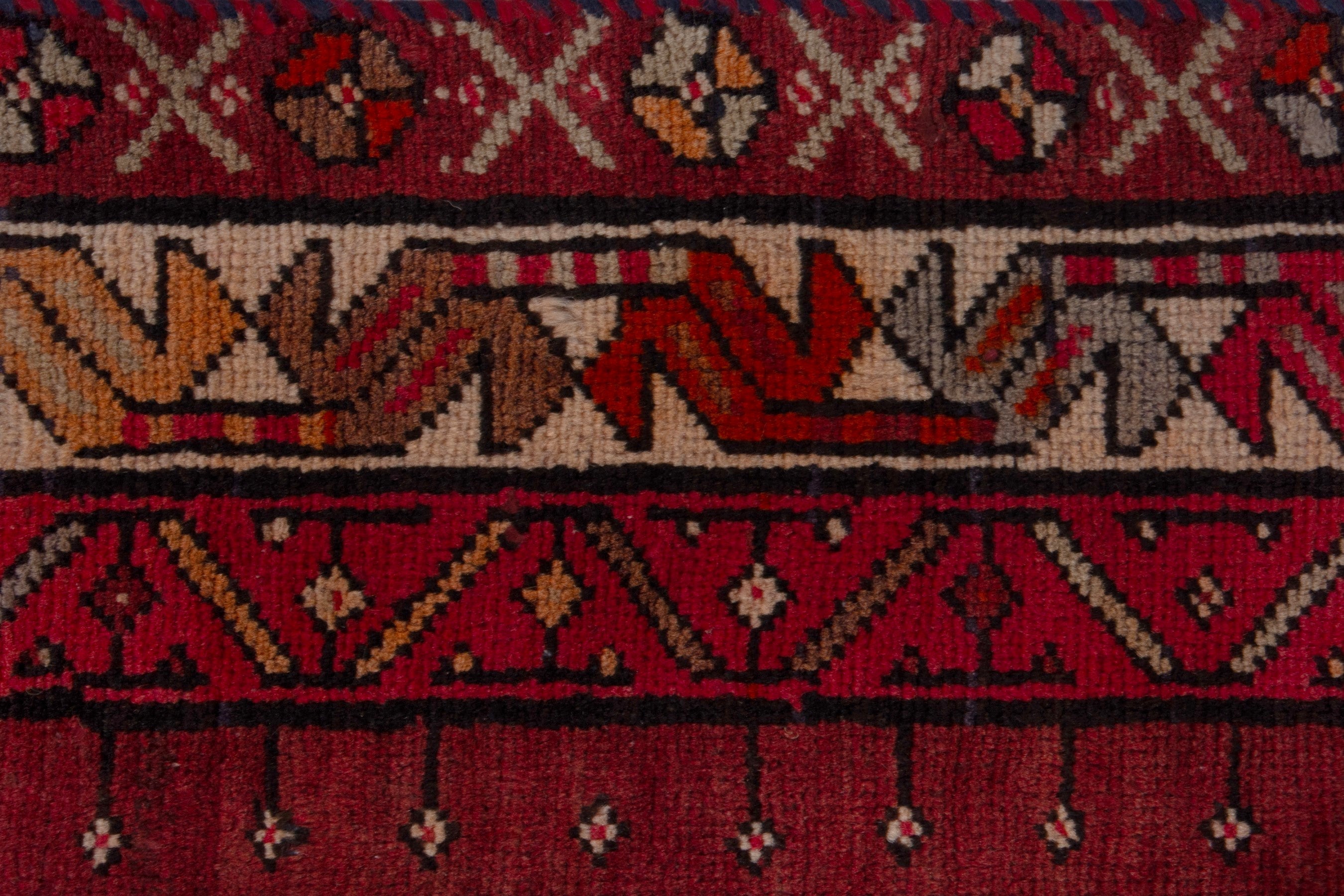 Persian Ardabil runner rug in deep red and burnt orange, view 11 of 17