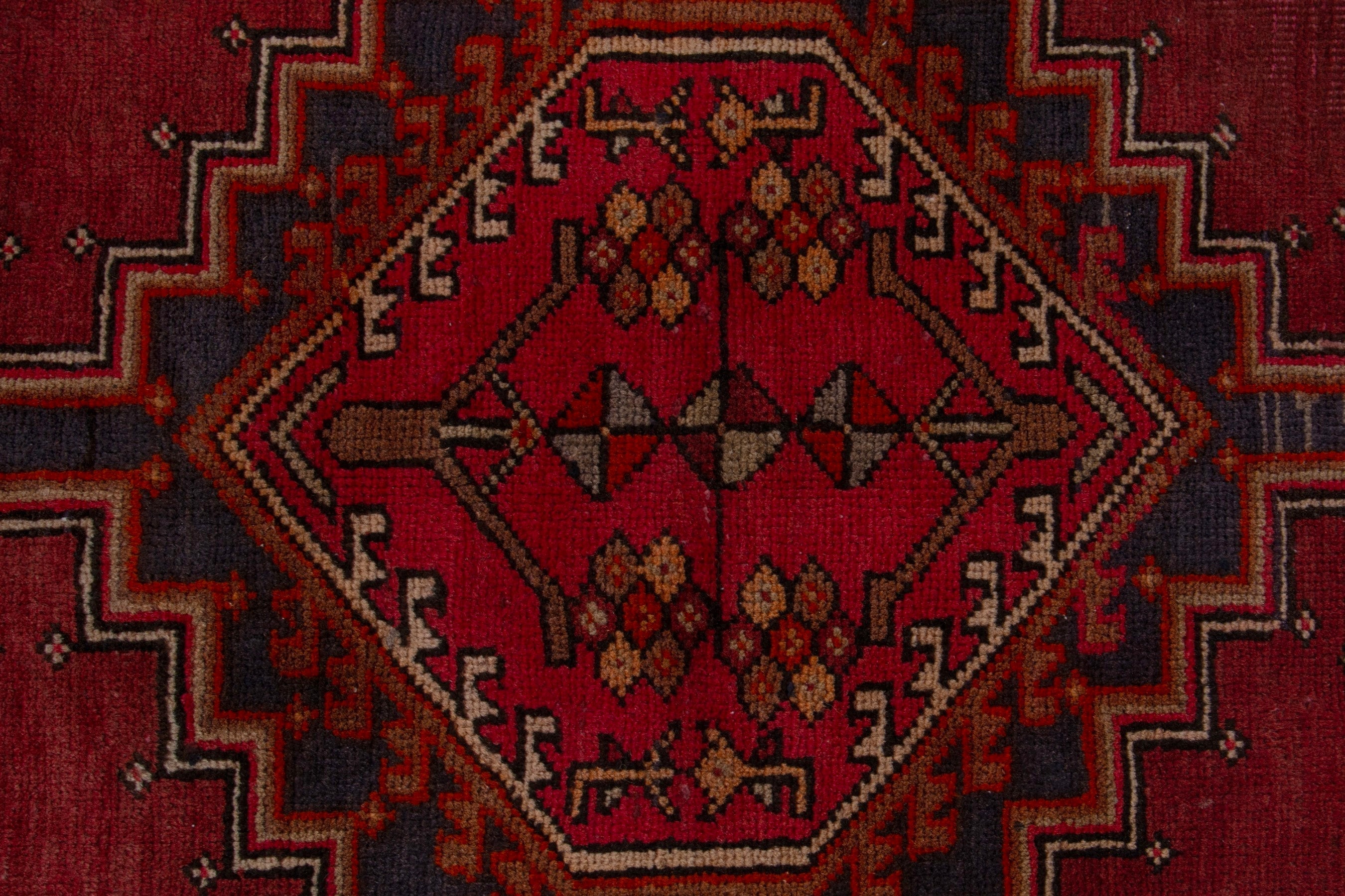 Persian Ardabil runner rug in deep red and burnt orange, view 12 of 17