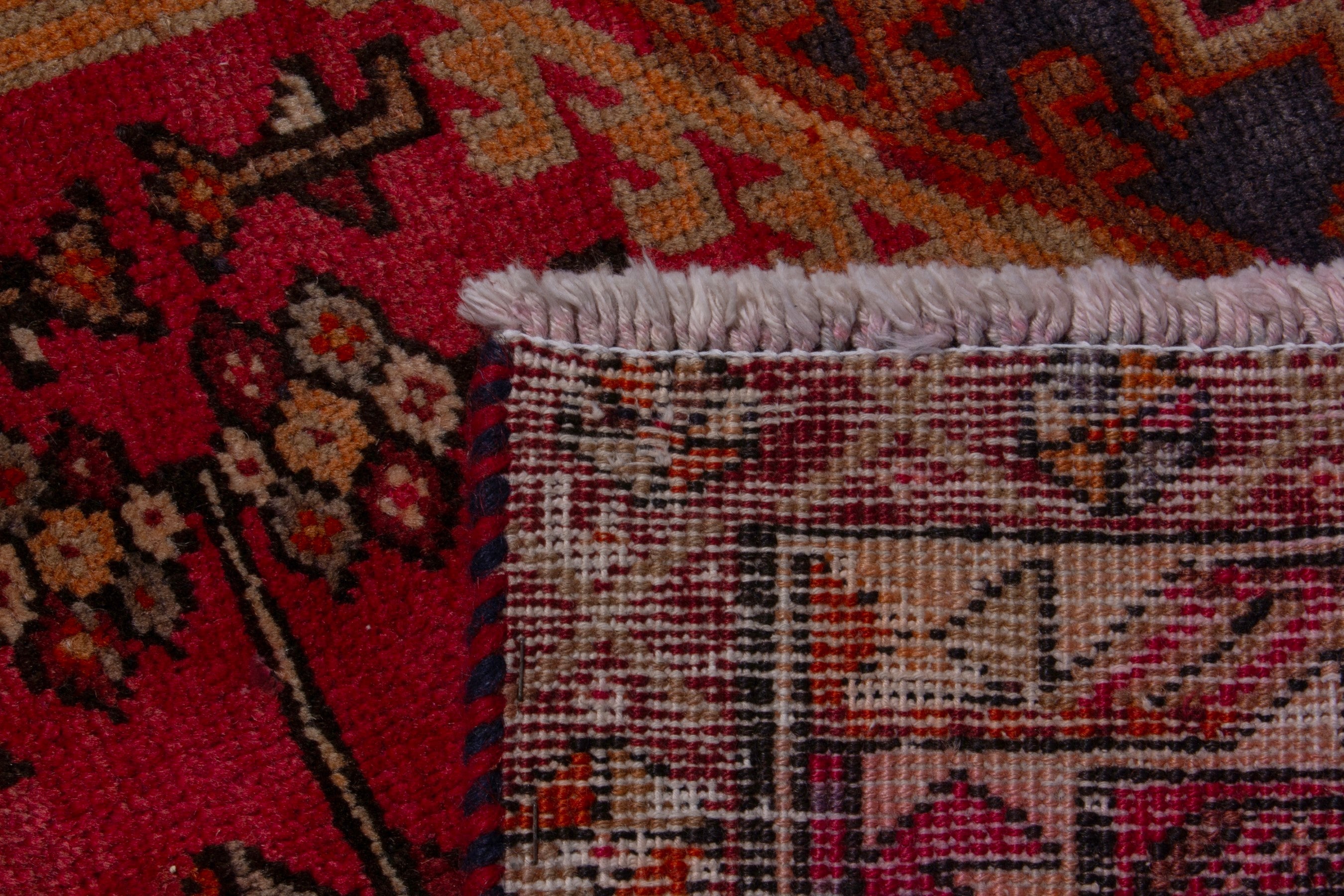 Persian Ardabil runner rug in deep red and burnt orange, view 17 of 17