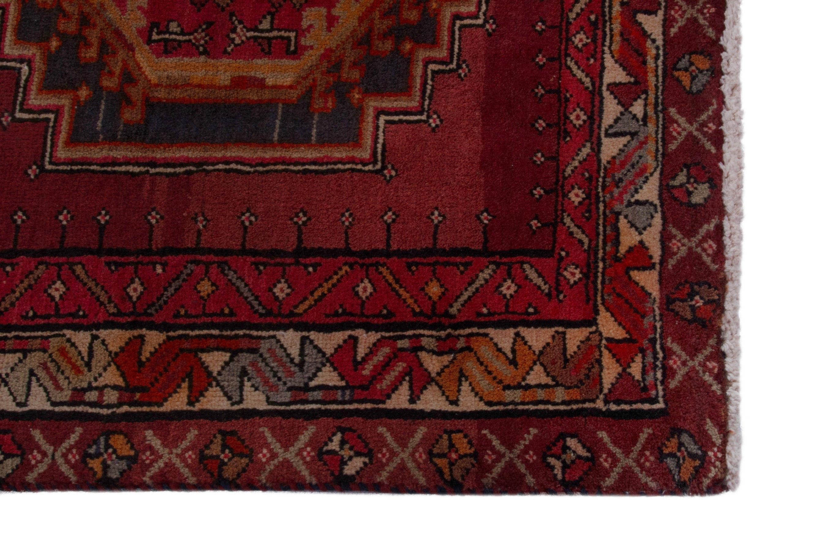 Persian Ardabil runner rug in deep red and burnt orange, view 5 of 17
