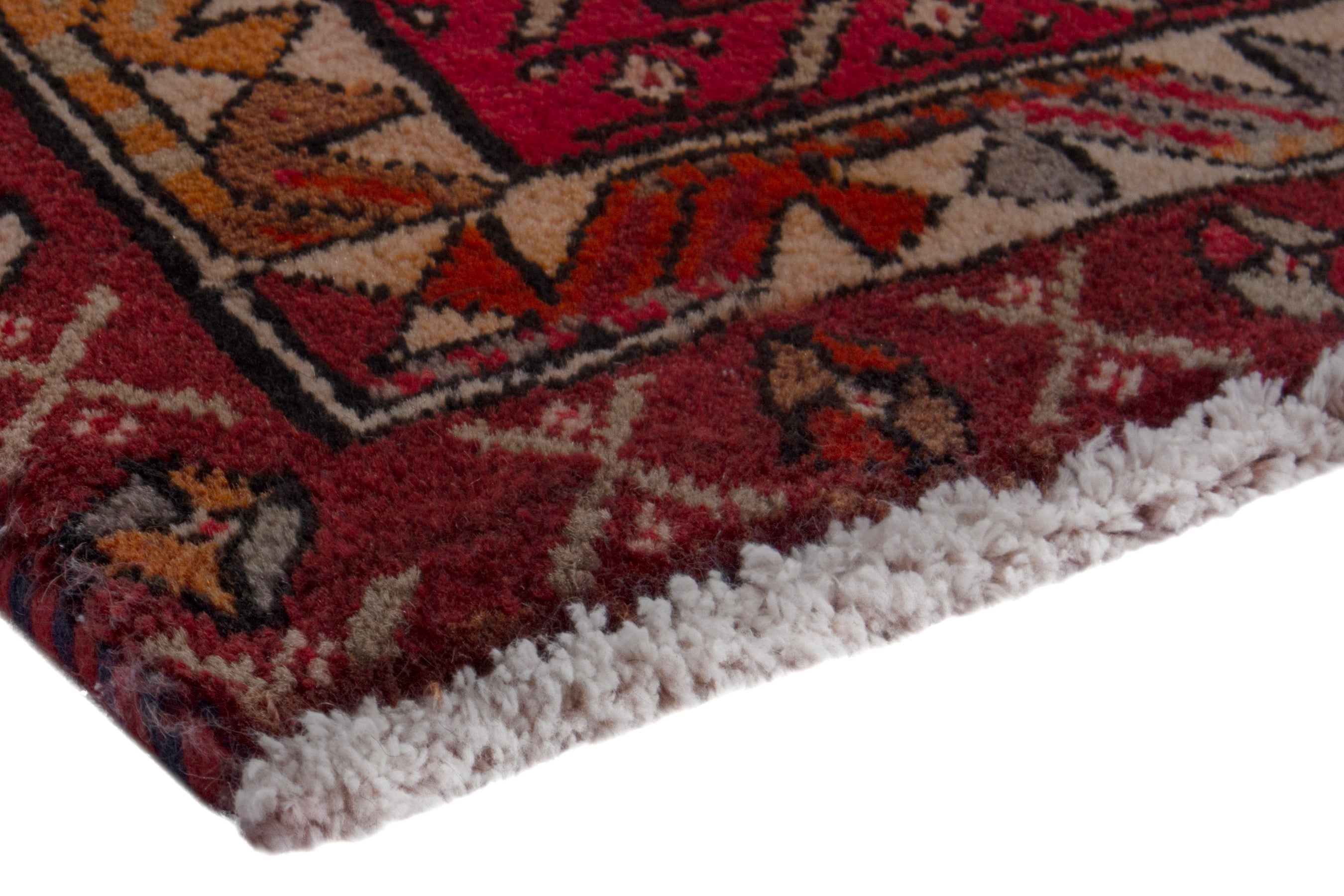 Persian Ardabil runner rug in deep red and burnt orange, view 4 of 17