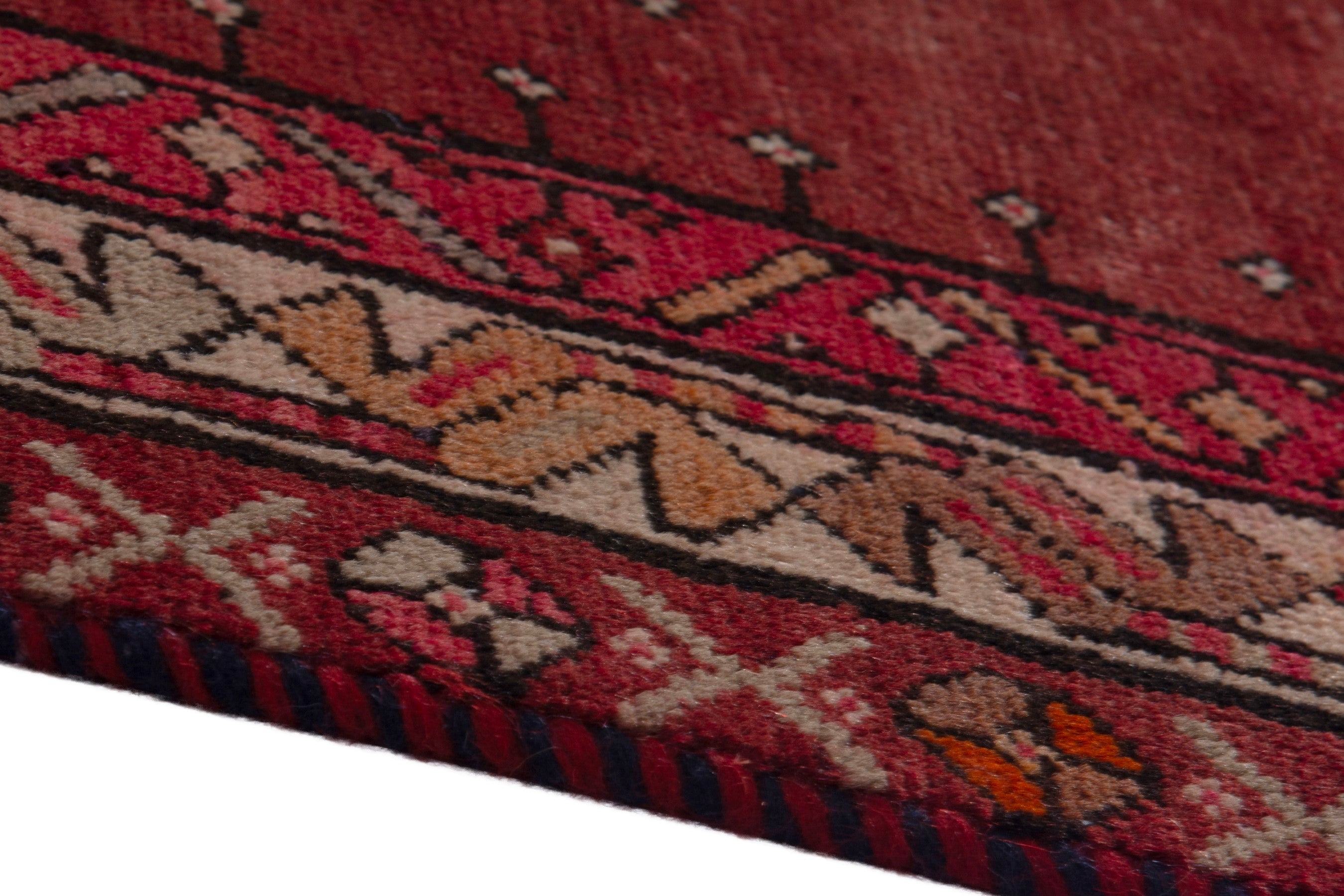 Persian Ardabil runner rug in deep red and burnt orange, view 8 of 17