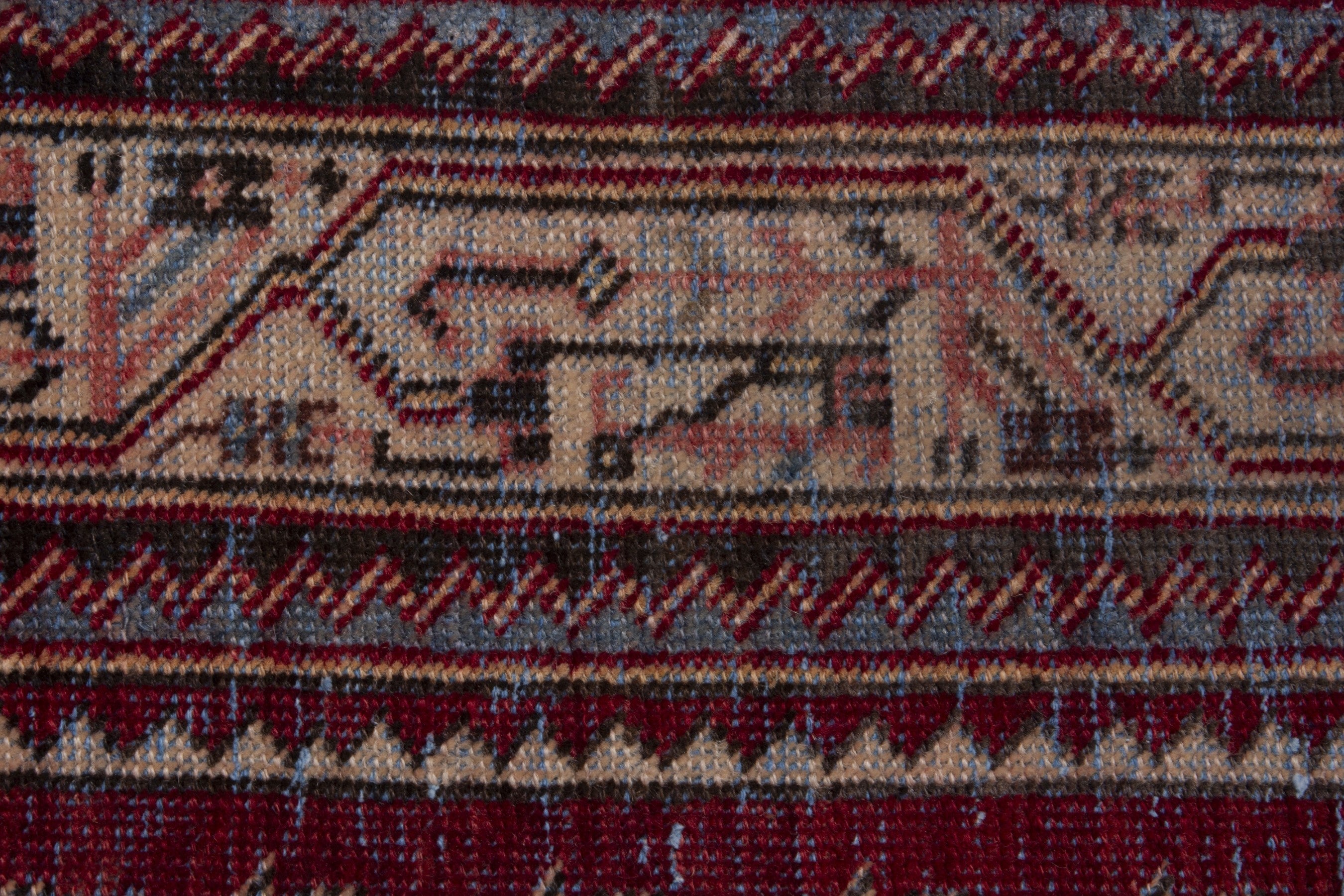 Persian Arak runner rug in burgundy and tan, view 12 of 17